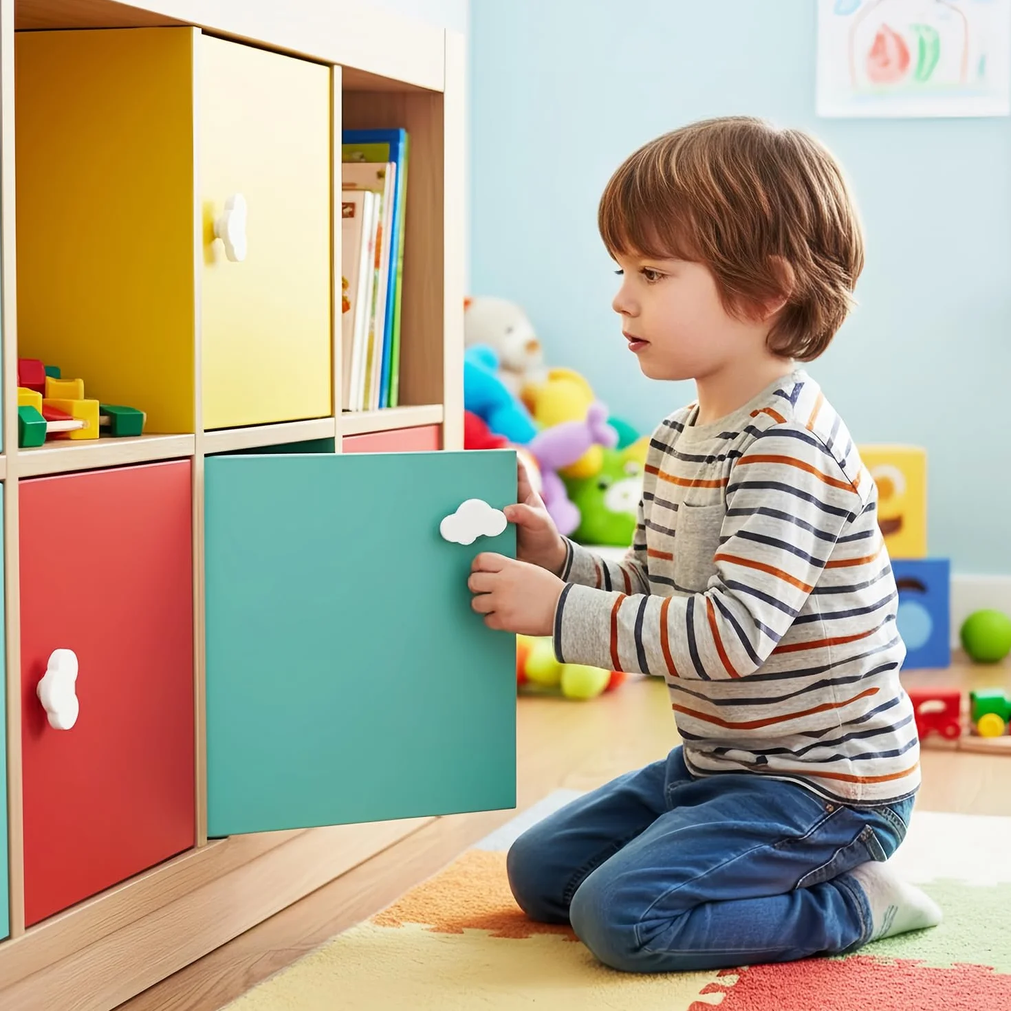 Boutons de Meuble en Forme de Nuage Lot de 4, Poignées Décoratives avec Vis pour Placard Armoire Chambre Enfants