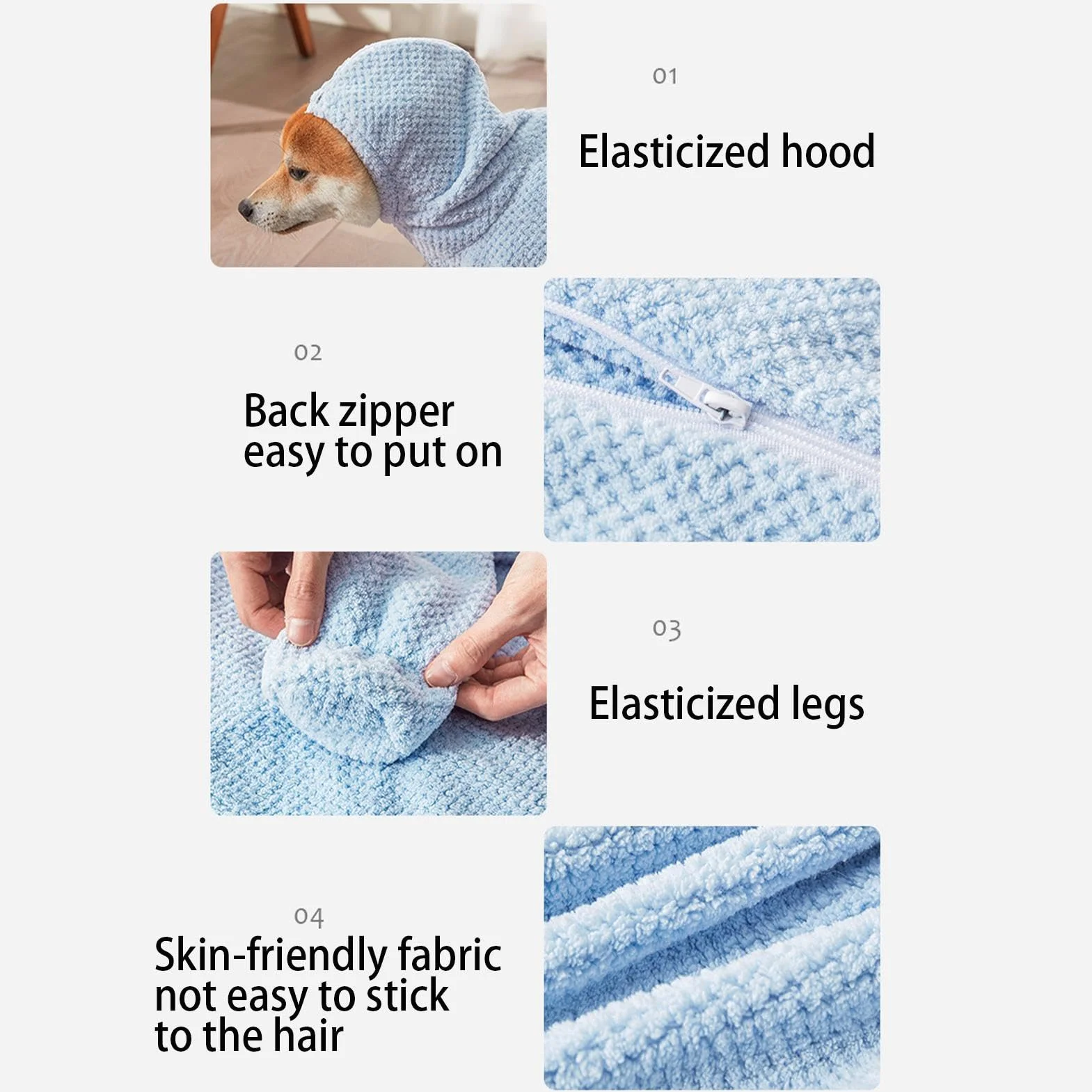 Peignoir de bain pour chien à séchage rapide, serviette absorbante, enroulé, accessoires de bain