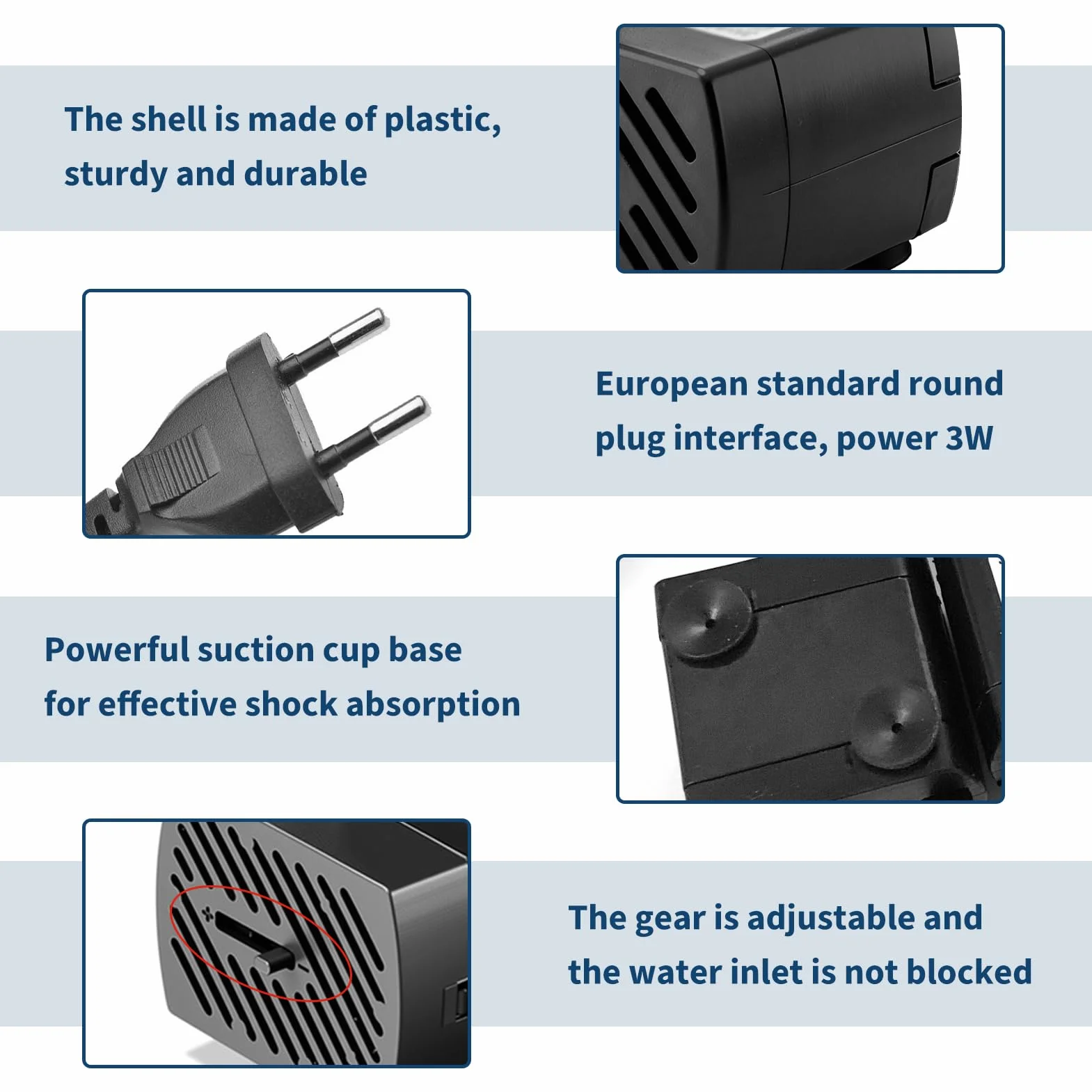 Mini Pompe Submersible 3W 180 L/H, Pompe à Eau Ajustable avec Câble d'Alimentation pour Aquarium, Fontaine