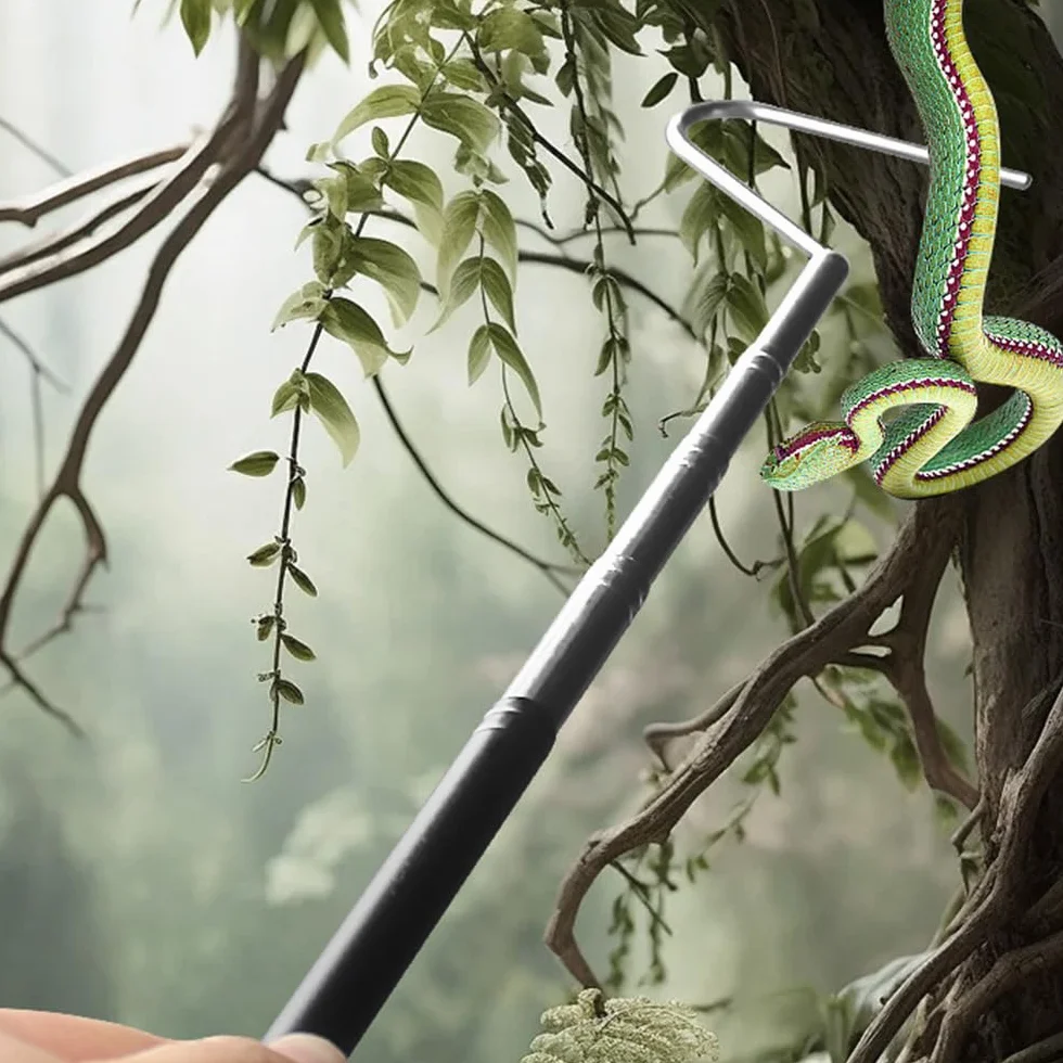DONGKER Bâton de Capture de Reptiles en Acier Inoxydable 40 Pouces Extensible pour Attraper les Serpents