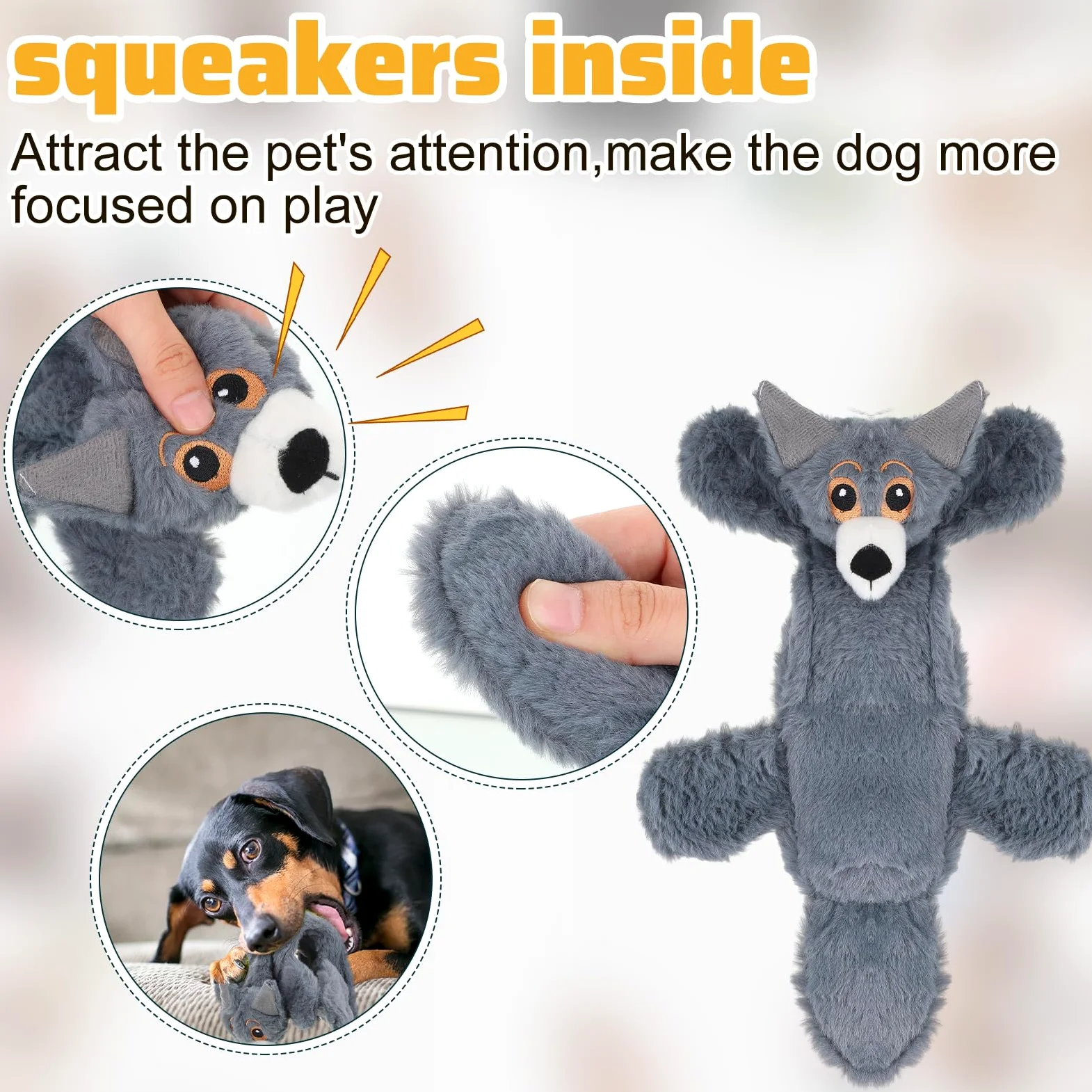 Lot de 10 jouets couineurs pour chien sans rembourrage - Jouet froissé pour chiens agressifs - Jouet de dentition en peluche pour chiots de petite, moyenne et grande taille, 10 styles (style délicat)