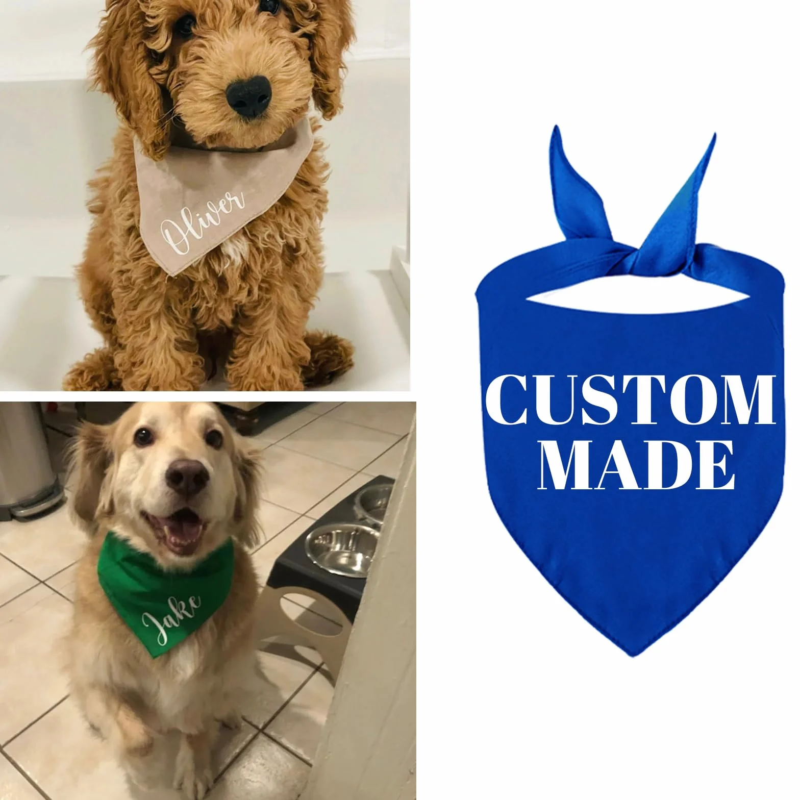 Bandes pour chiens personnalisées avec logo photographique personnalisé écharpe pour animaux de compagnie pour chiens de petite, moyenne et grande taille, chiot, chat