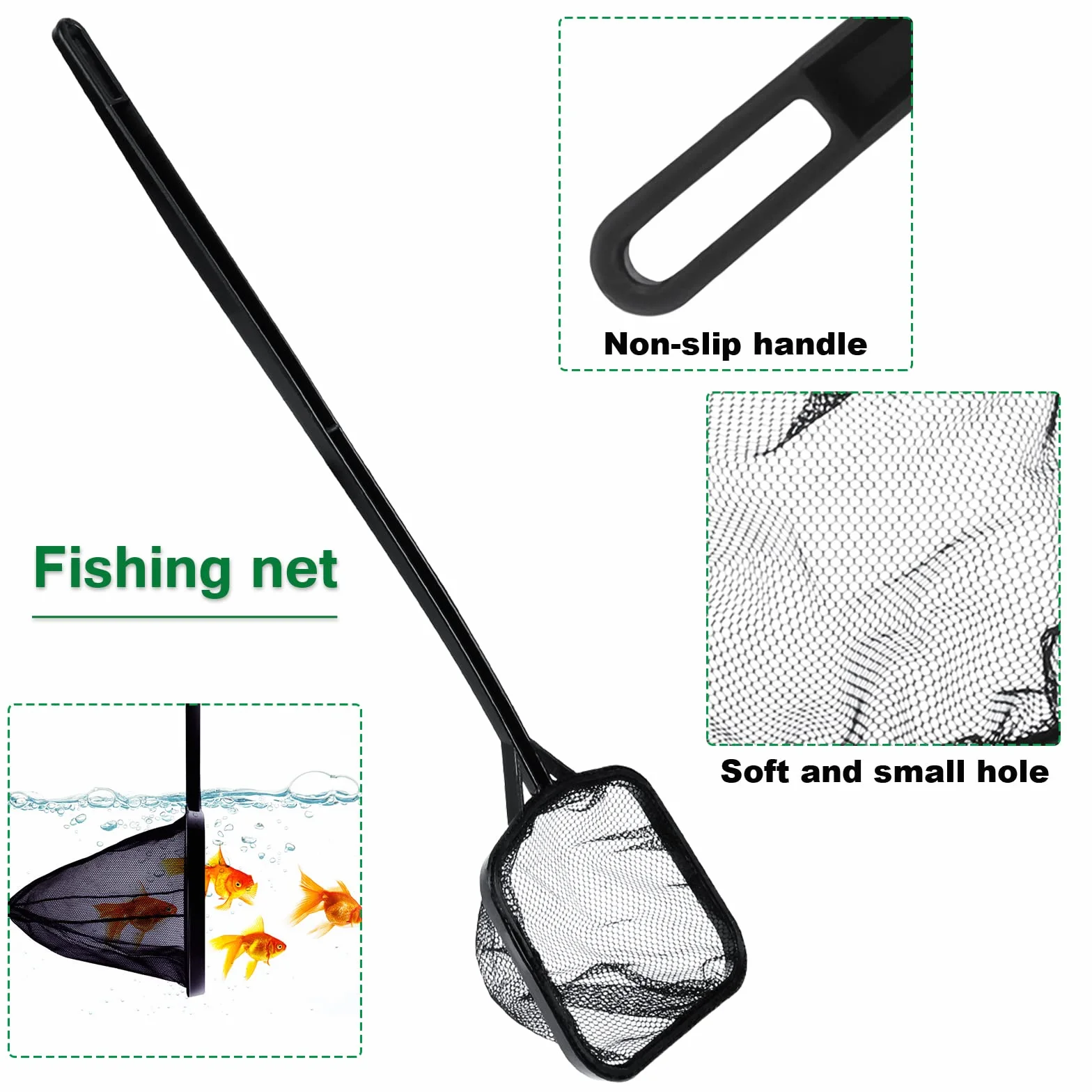 Filet de pêche 7 en 1 Outils Aquarium - Filet de pêche, Ciseaux, Spatule de Nettoyage Algues