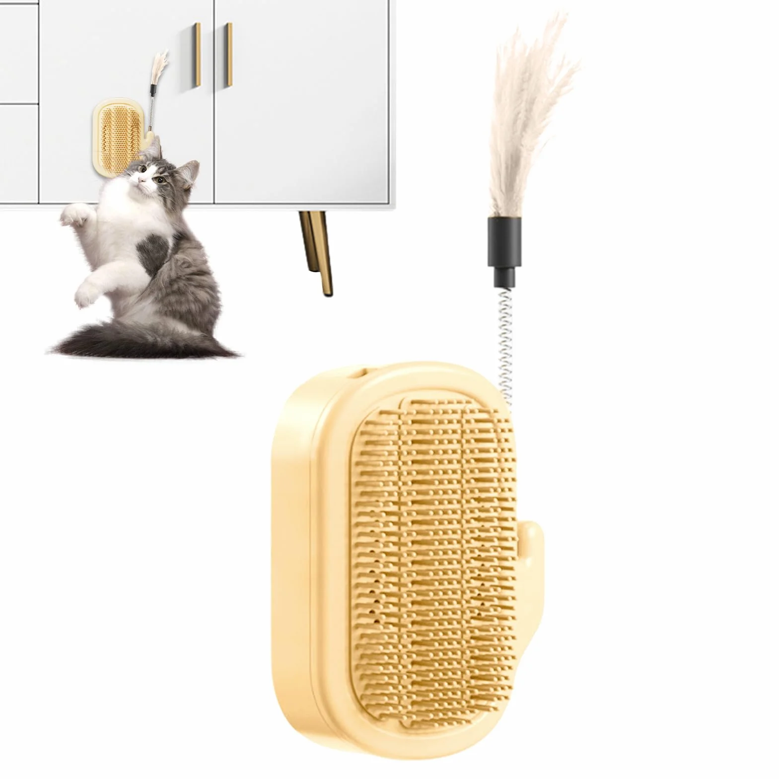 Arbre à chat d'angle avec griffoir, auto-toilettage, herbe à chat et brosse en sisal