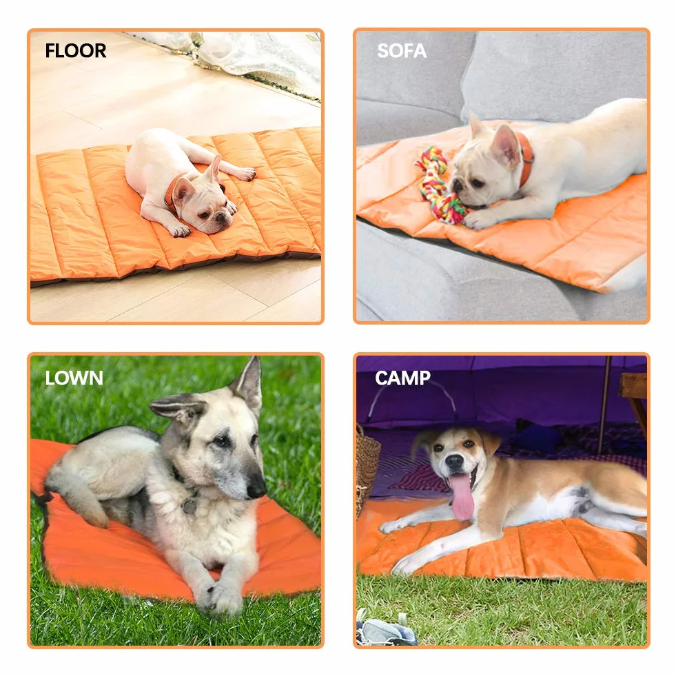 Tapis imperméable pour chien lavable antistatique pliable 110x68 cm orange marron
