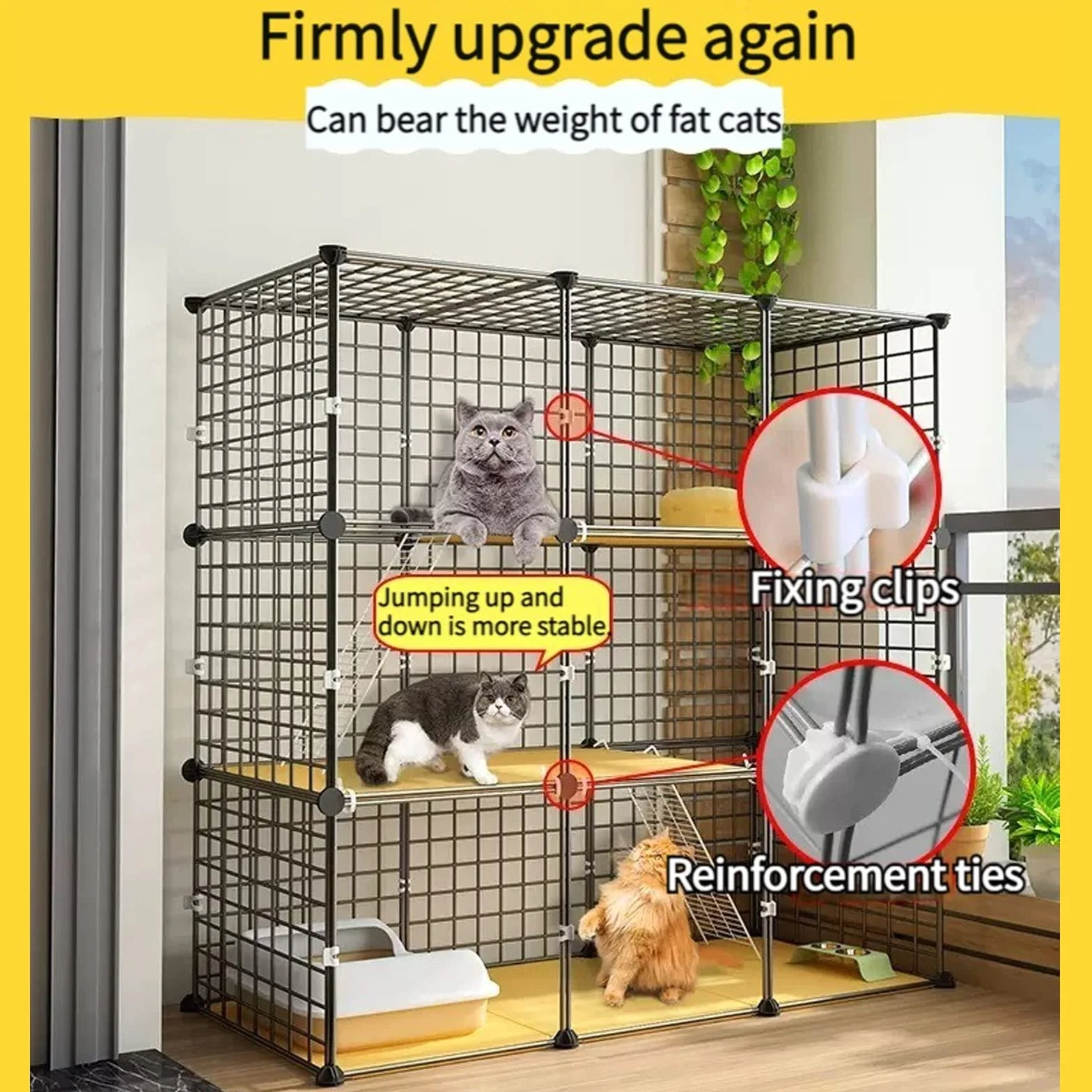 Cage Chat Pliable XXL 75x39x73cm pour Intérieur Extérieur Balcon