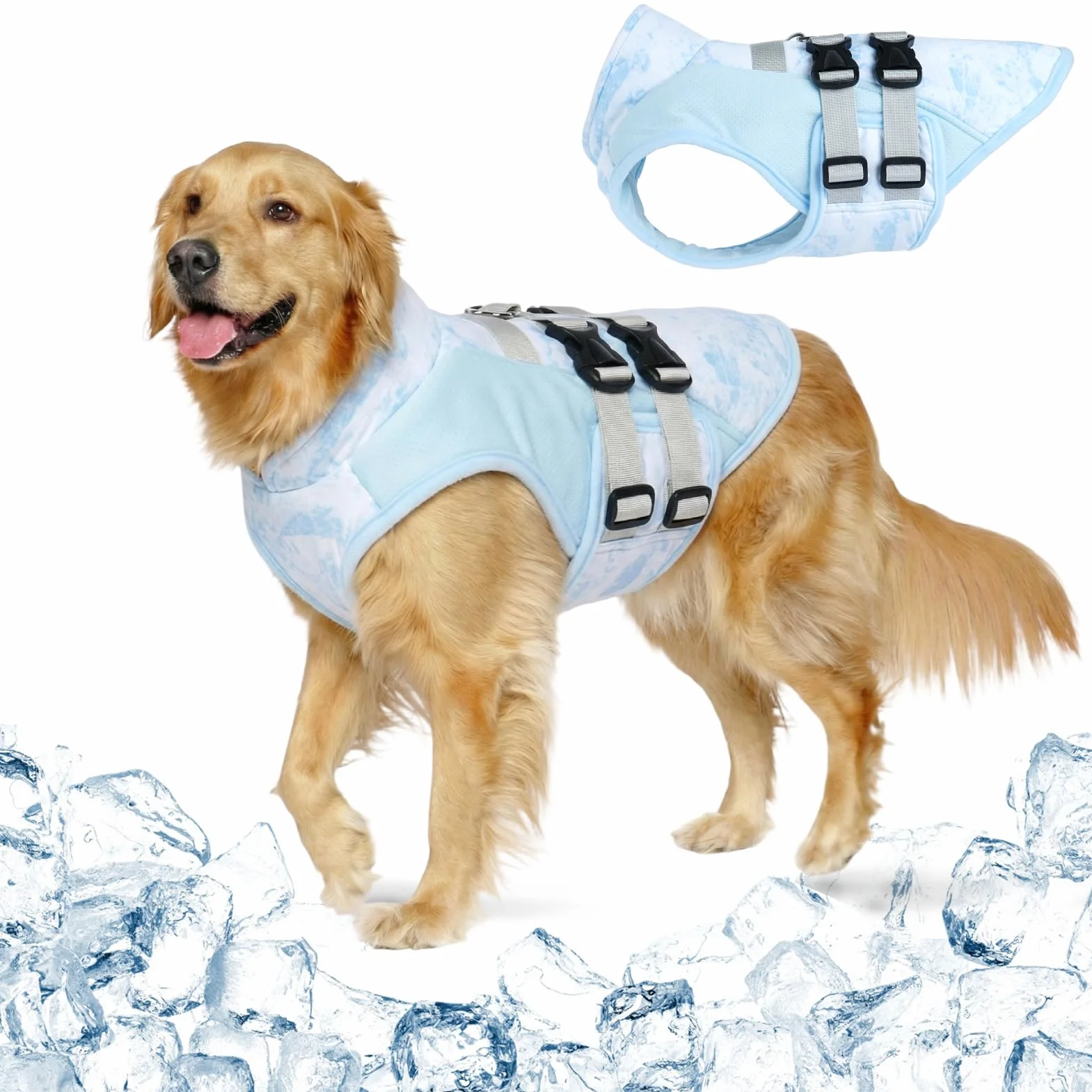 Gilet Rafraîchissant Chien Harnais Réglable Anneau D Brume Ciel XL