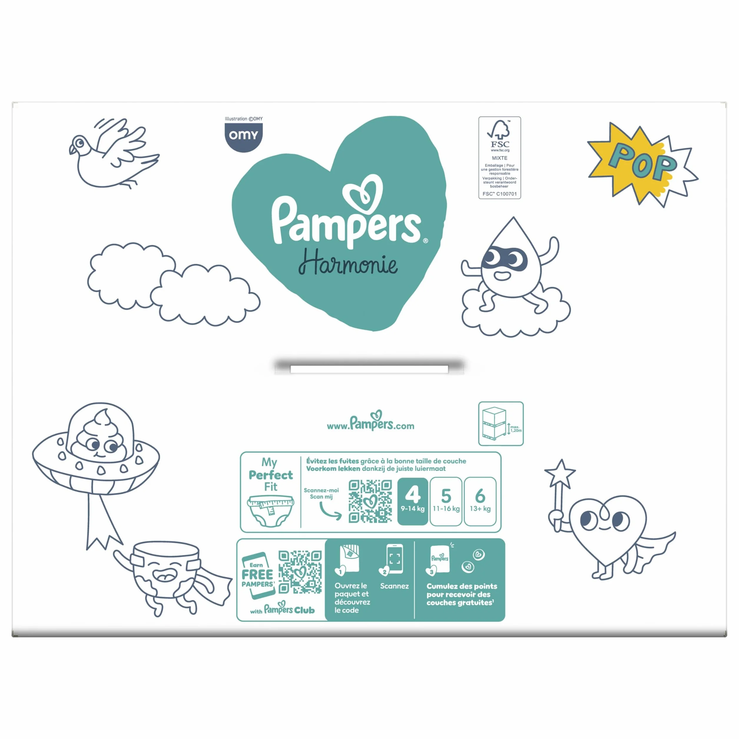 Pampers Harmonie Couches Édition Limitée Taille 4 140 Couches 9kg-14kg