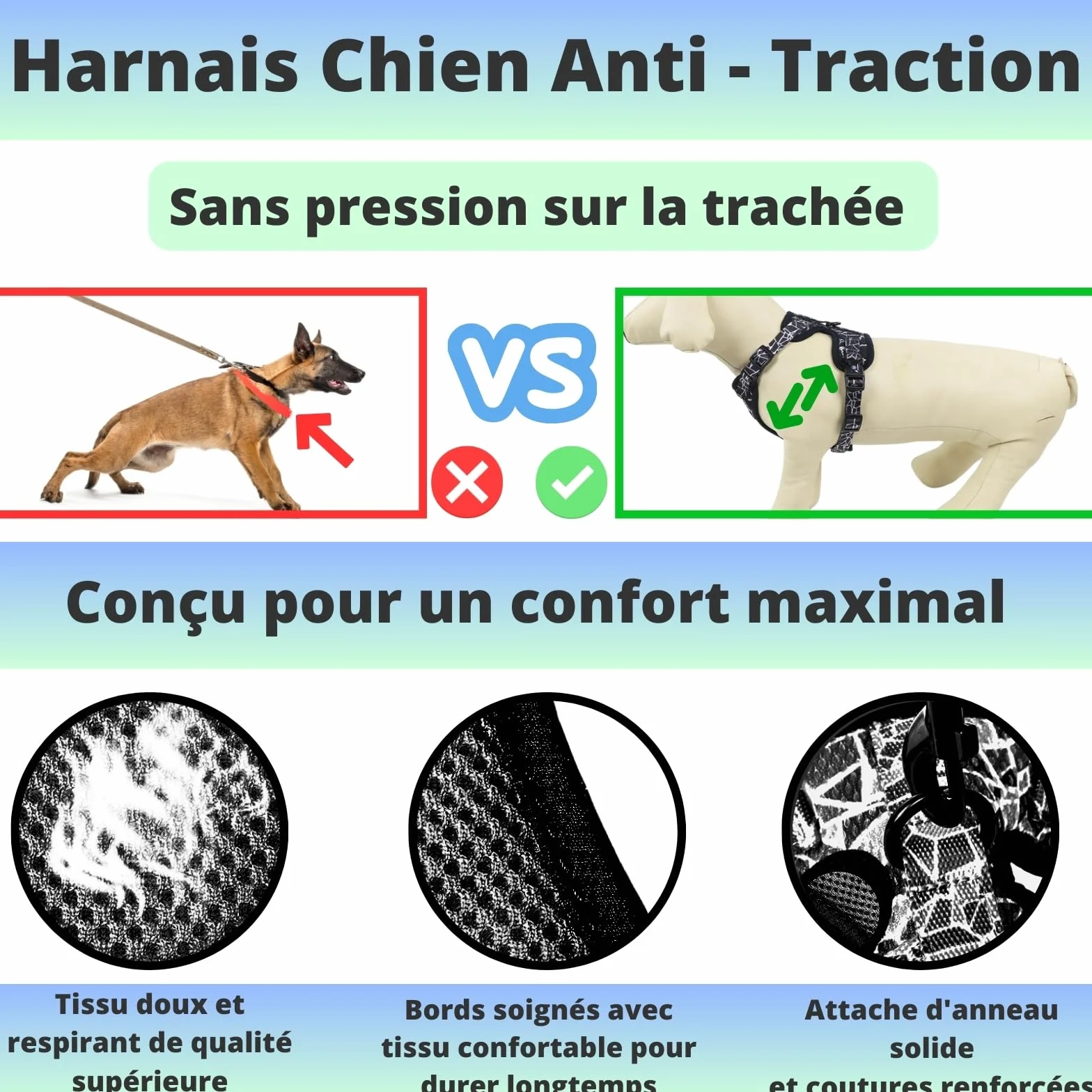 Harnais et Laisse pour Chien Chiot Chat Arnet Anti Traction XS Noir 1,2-3kg Coffret Cadeau