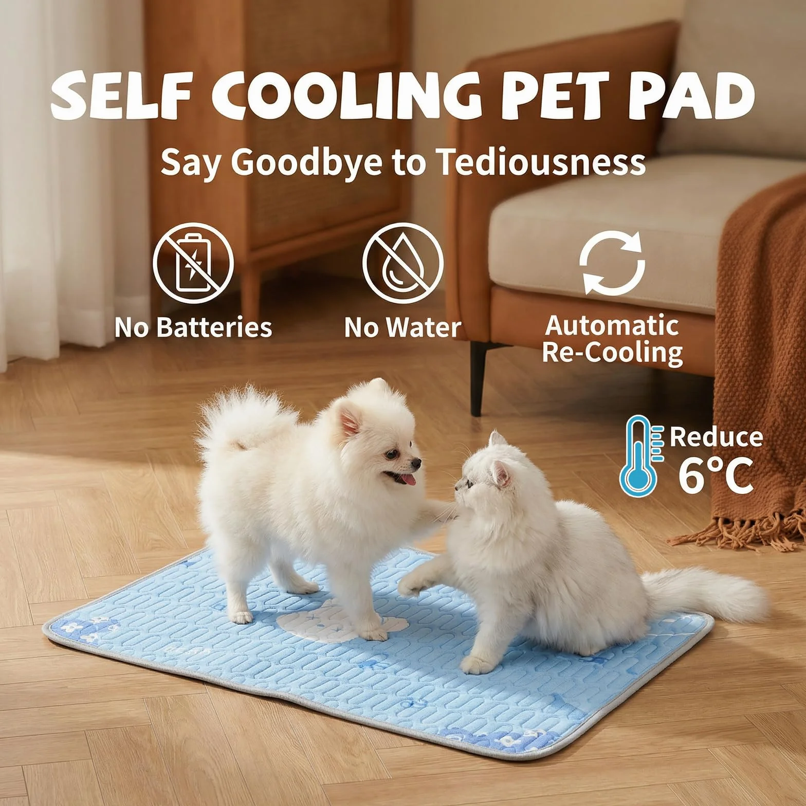 Ninonly Tapis Rafraîchissant pour Chien 50x70cm Latex Antidérapant Bleu