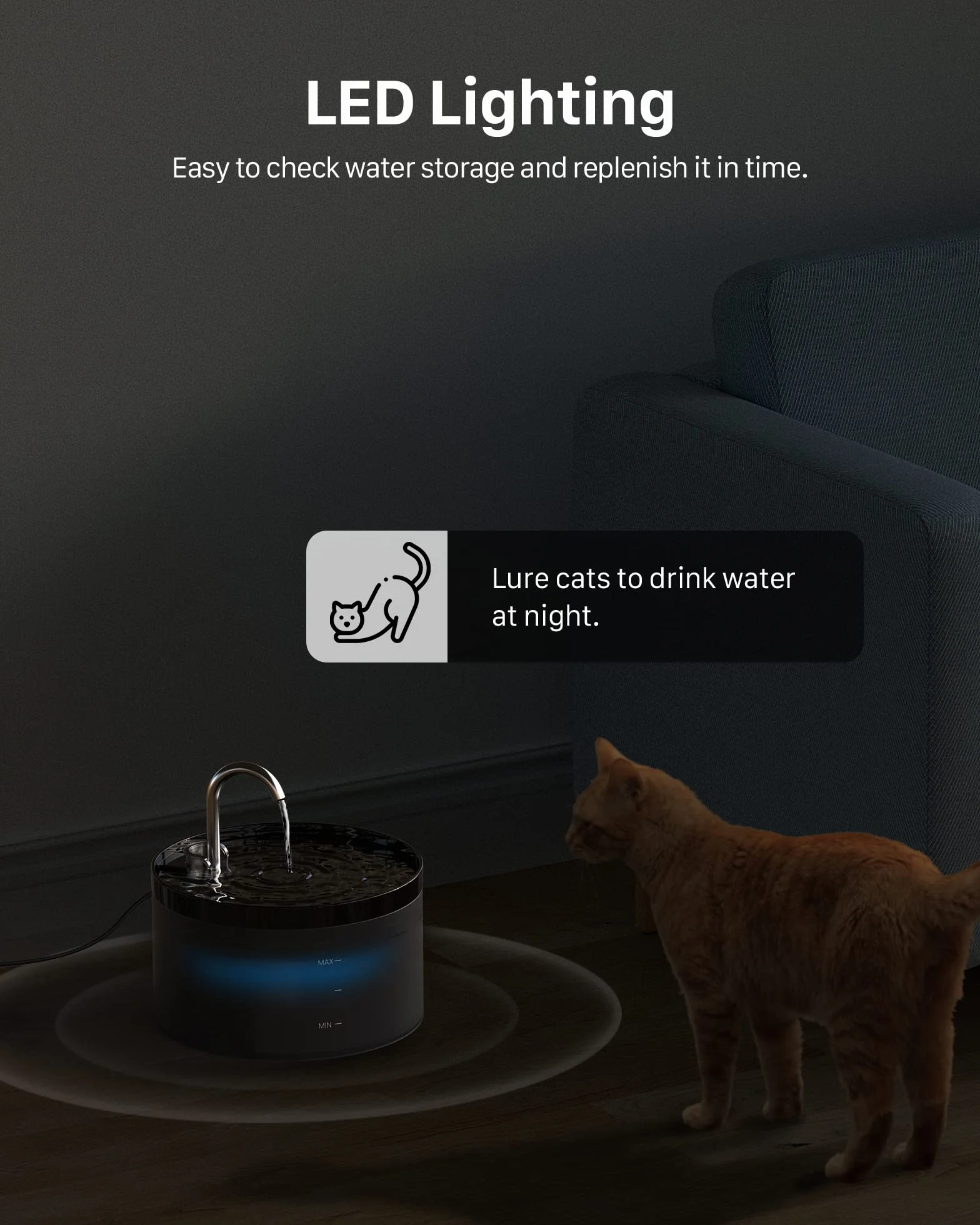 Fontaine à Eau pour Chat 2L avec Forme de Robinet, Pompe Silencieuse, Filtre à Poils, Débit Réglable, Noir