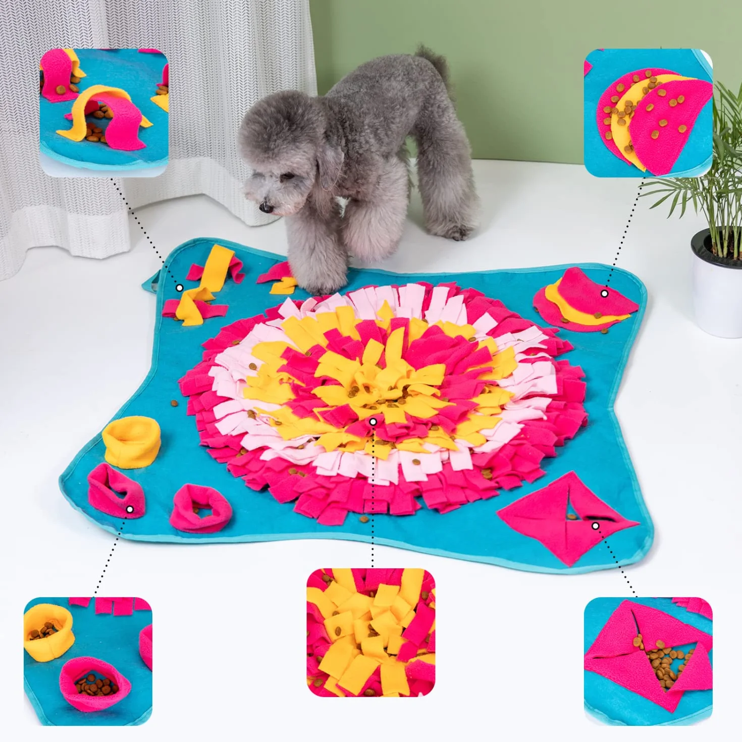 Nobleza 70 * 70cm Tapis Fouille Chien Snuffle Mat, Alimentation Lente Jouet Reniflant Couverture Pliable, Durable, Lavable