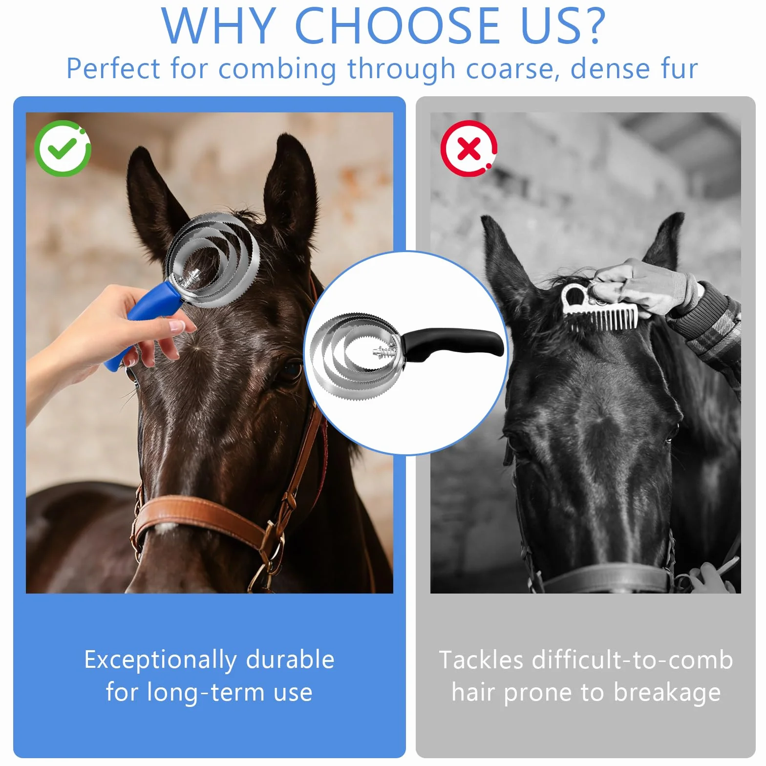Brosse Double Face pour Cheval Etrille Peigne Curry Démangeaisons Changement Pelage