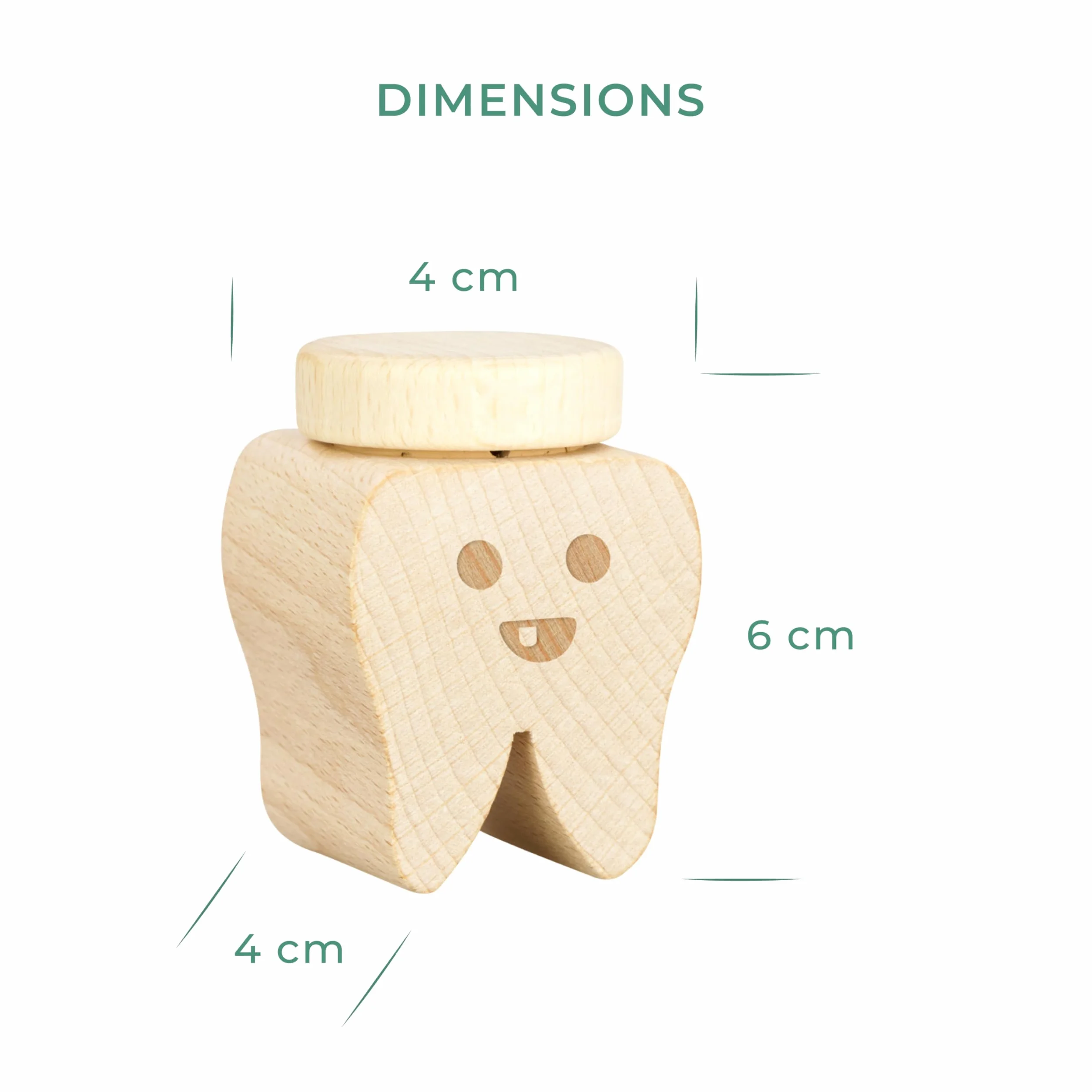 LAUBLUST Boîte à dents de lait en bois avec couvercle – Design de dents & gravure de sourire