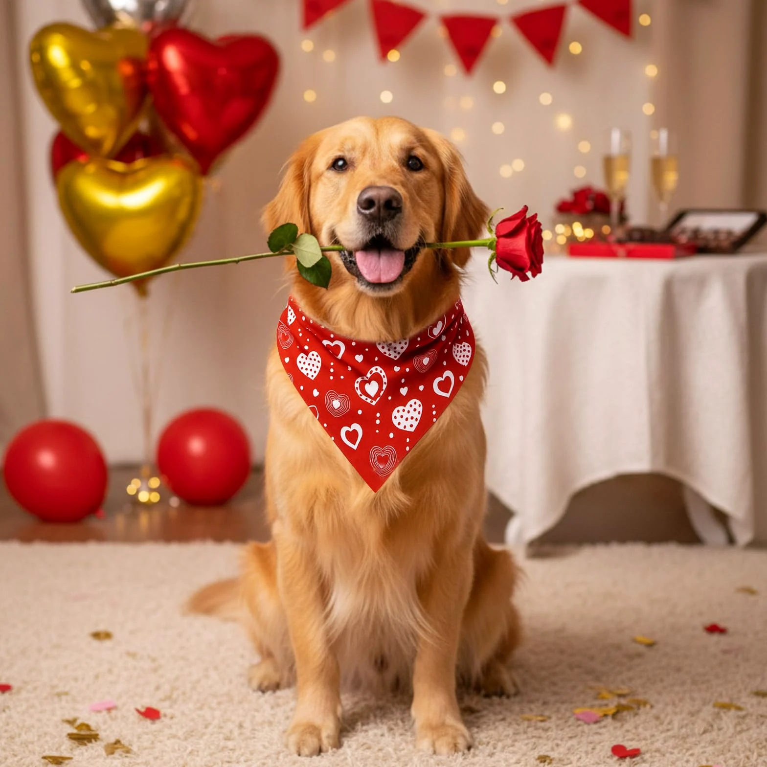 Shyyween Lot de 100 bandanas souples réglables pour la Saint-Valentin pour chiens de petite, moyenne et grande taille (65,6 x 45 x 45 cm)