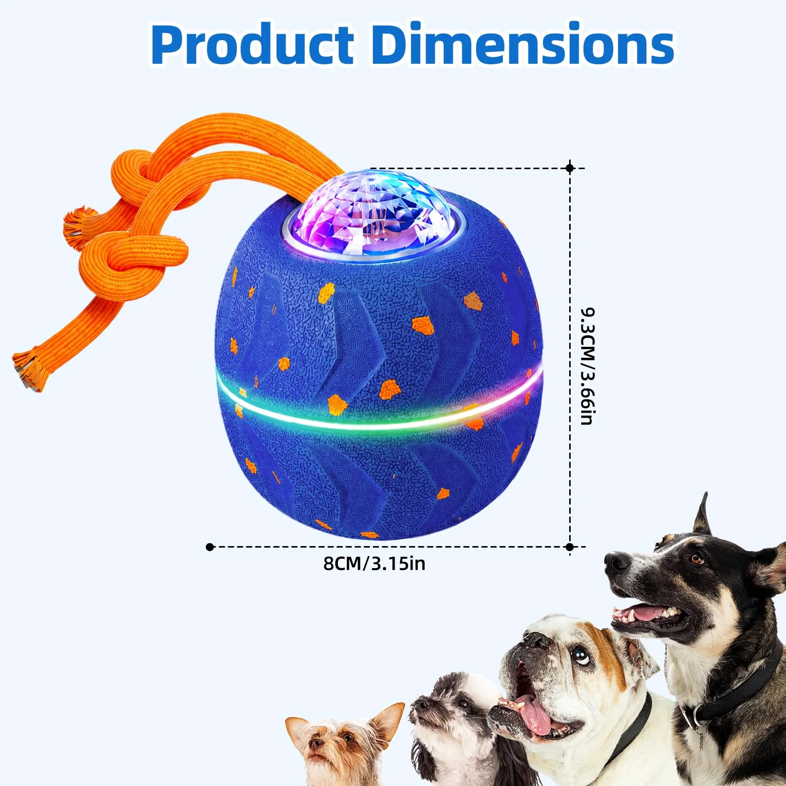 Balle Interactive pour Chien - Wicked Ball Rolly avec Queue & Aboiements, Jouet Intelligent pour Chien avec 3 Modes, E-TPU, Rechargeable USB-C, Lumières RVB, pour Chiens de Taille Moyenne à Grande