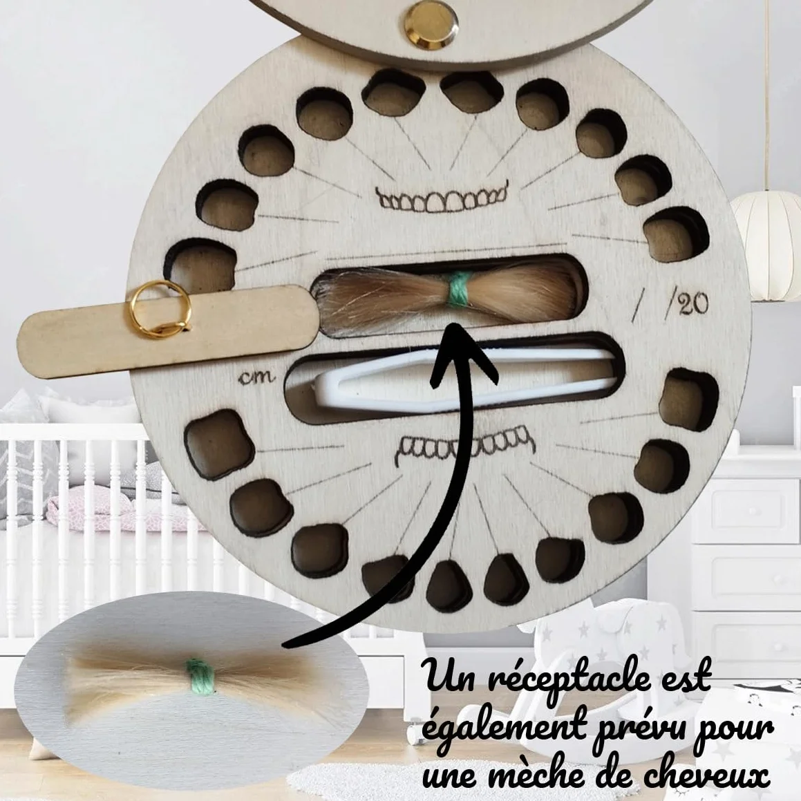 Boîte à dents de lait en bois avec chevalet fabriqué en France Fille Garçon Cadre Photo coeur