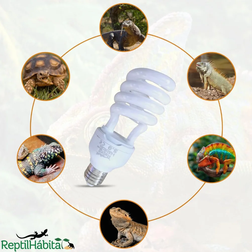 Ampoule UVB 10.0 UVA 13W E27 pour Terrarium Reptiles Tortues Pogona