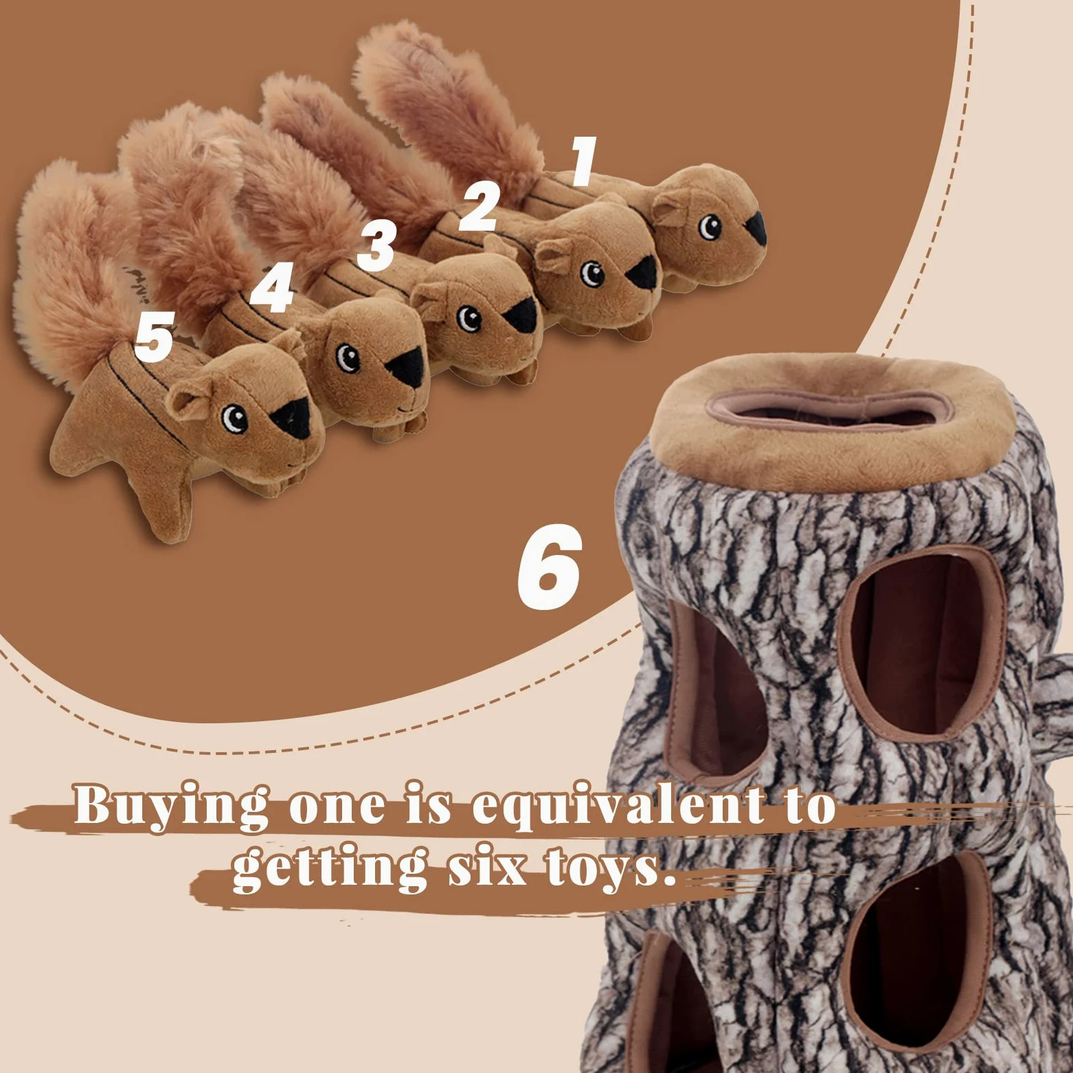 LaiFug Jouet en Peluche pour Chien en Forme d'écureuil caché, Jouet interactif couineur pour Chien, Taille XL
