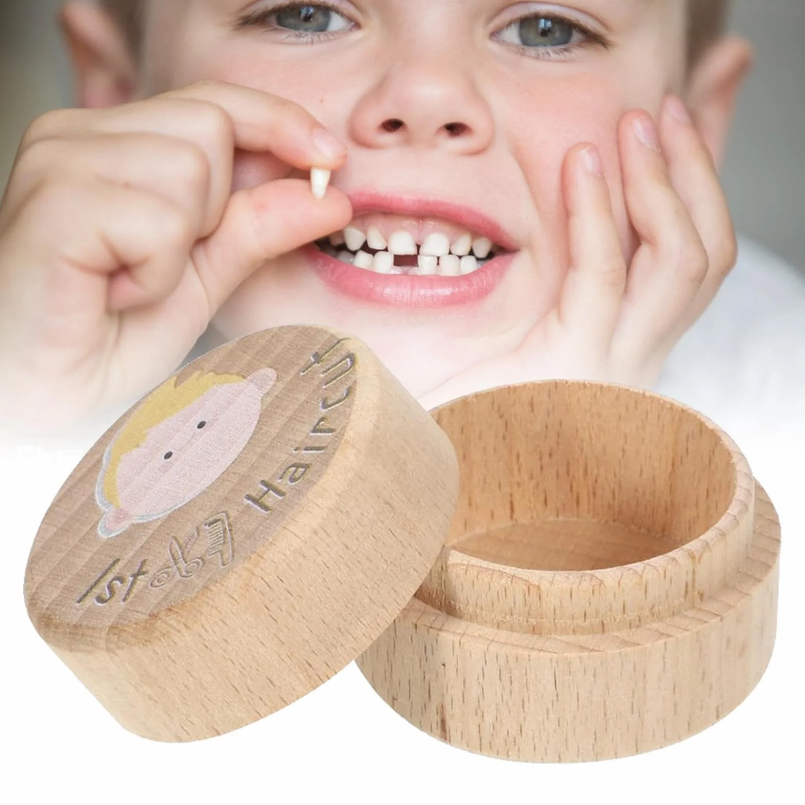 Souvenir Premiere Coupe Grand Boite Rangement Bois Coffret Bebe Chambre Maison Cadeau