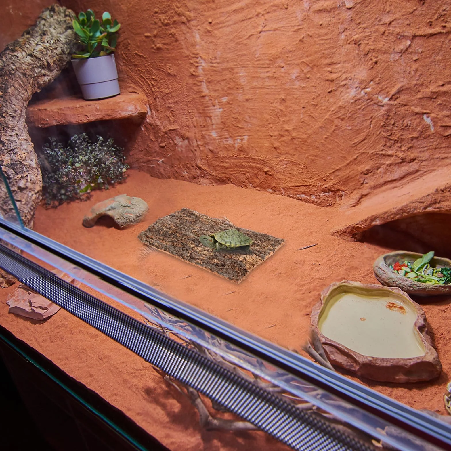 TOYANDONA Lot de 2 fonds en écorce de liège naturel pour reptile – Décoration de terrarium