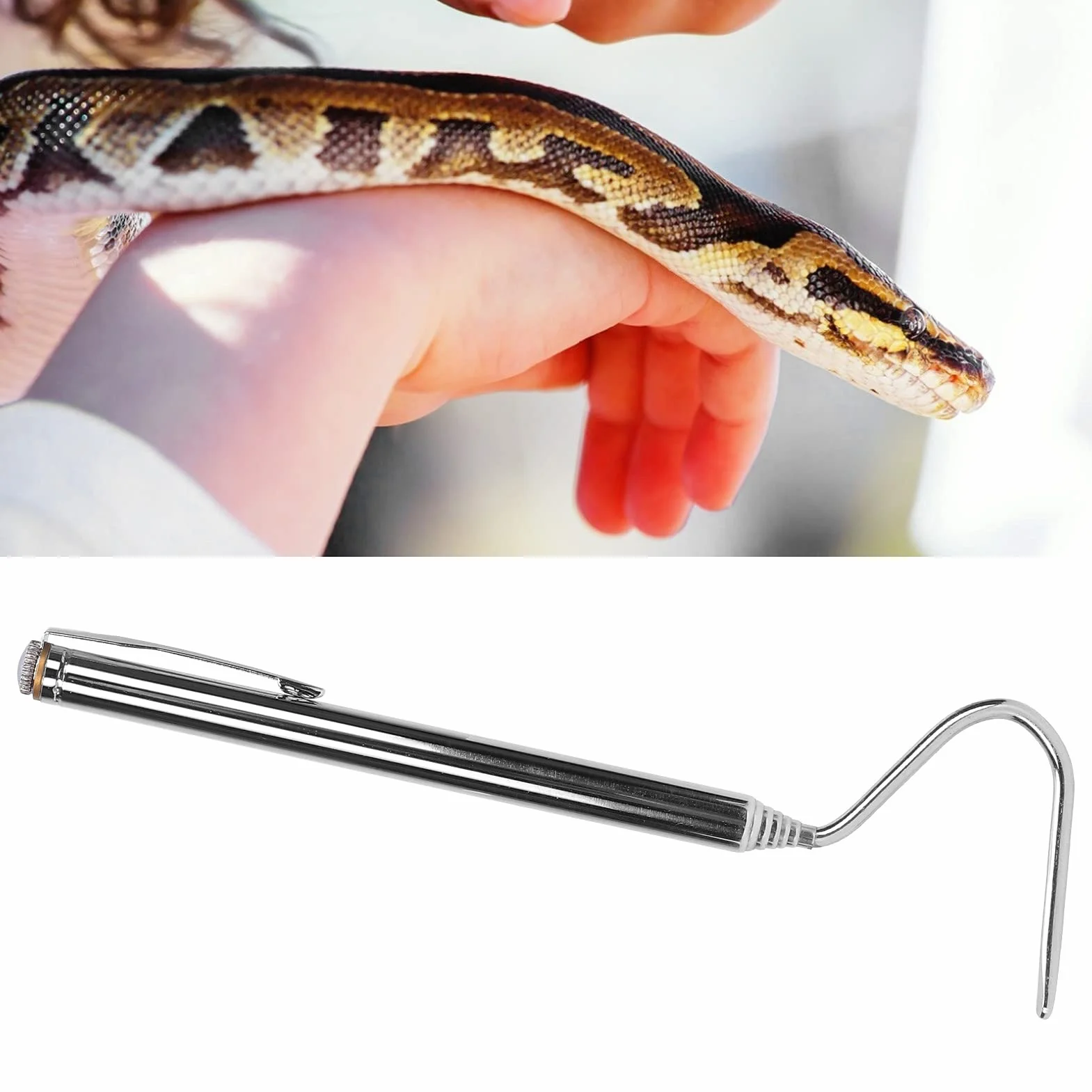 Crochet de Serpent en Acier Inoxydable Rétractable pour Attrapeur de Reptile Léger