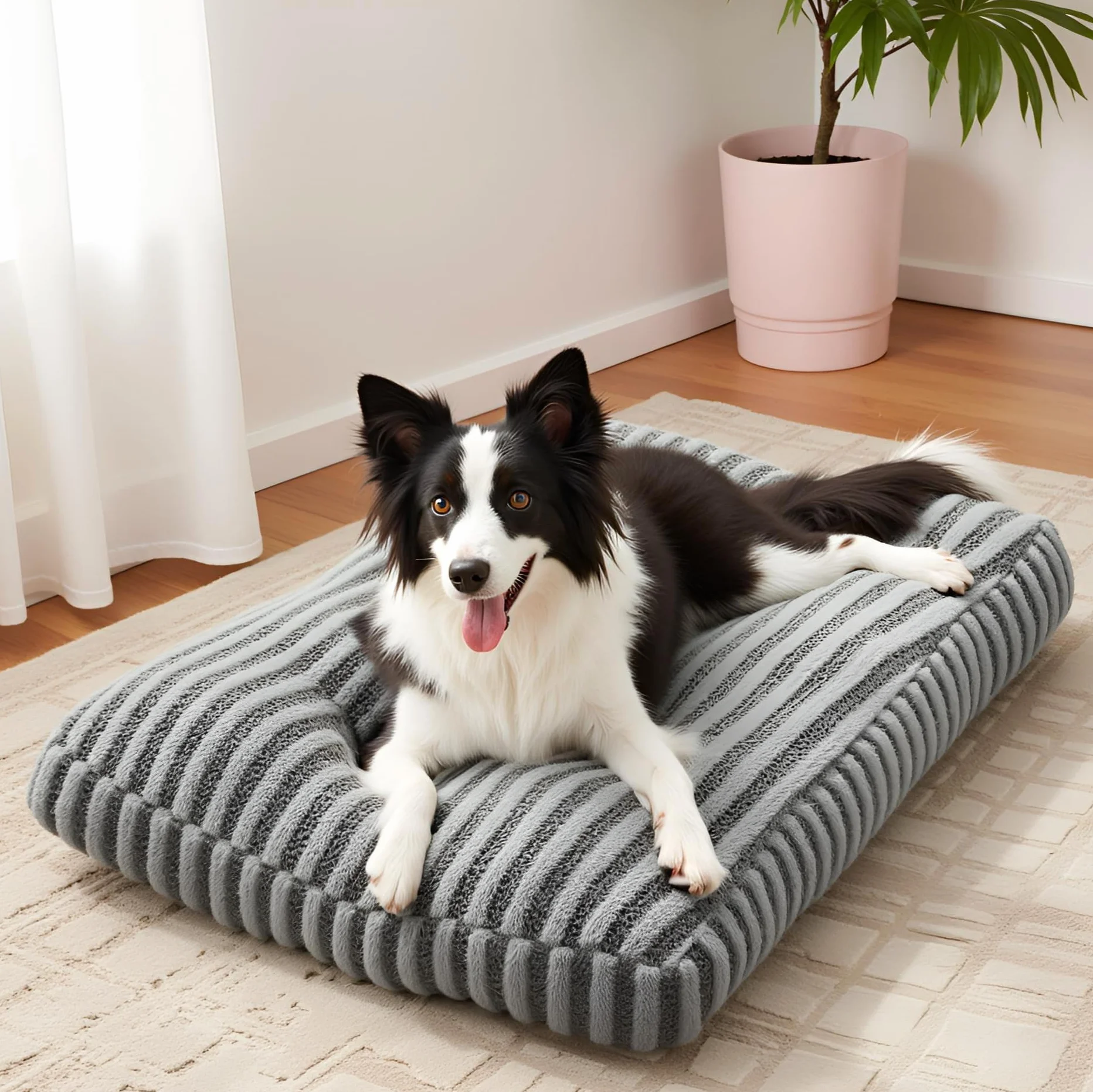 Pawk Panier Chien Grande Taille XL Coussin Chien Dehoussable Lavable Lit Moelleux Respirant Antidérapant 107x69x10cm