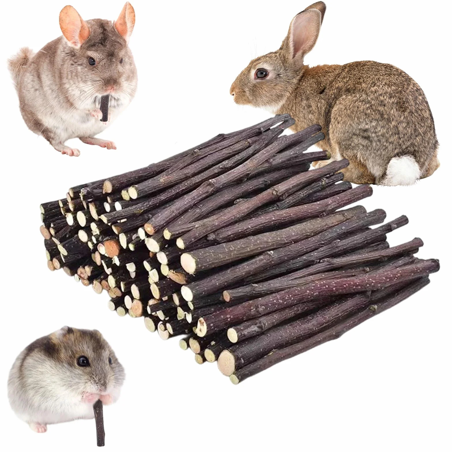 Bâtonnets à Mâcher Pommier Naturelle pour Hamster, Cochon d'Inde, Chinchilla 100g
