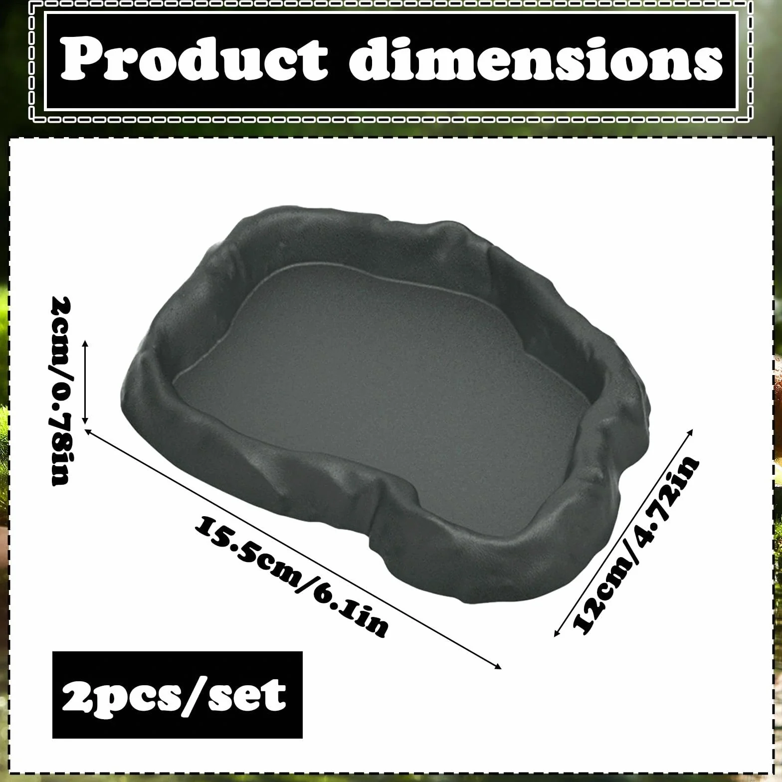 Abreuvoir Tortue Terrestre, Gamelle Eau/Nourriture Plastique 2 Pièces pour Terrarium Reptile