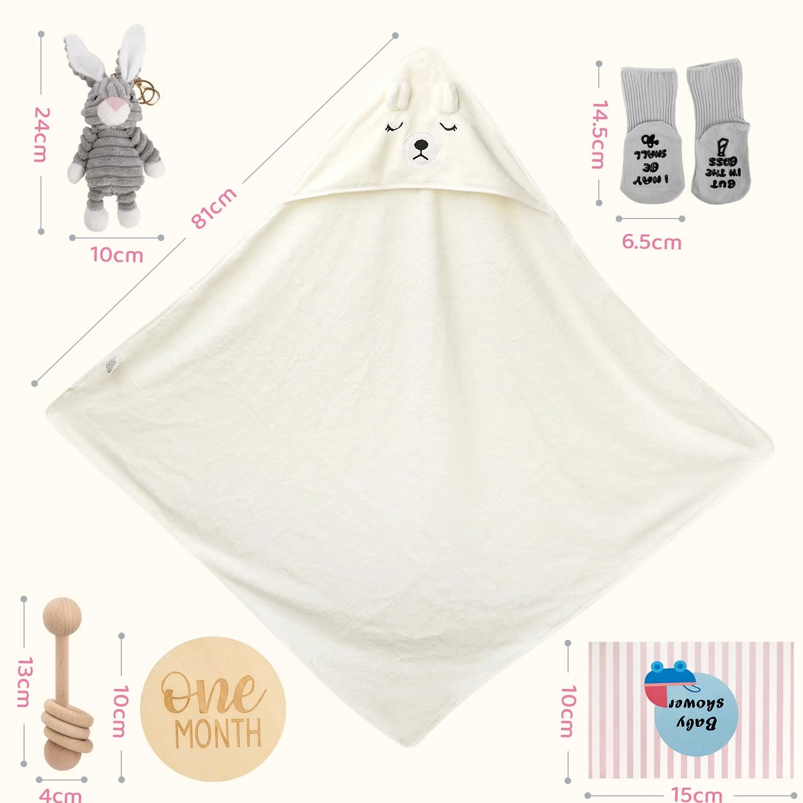 Set Cadeau de Naissance Personnalisé Bébé Garçon Fille avec Couverture Jouets Bois Peluche