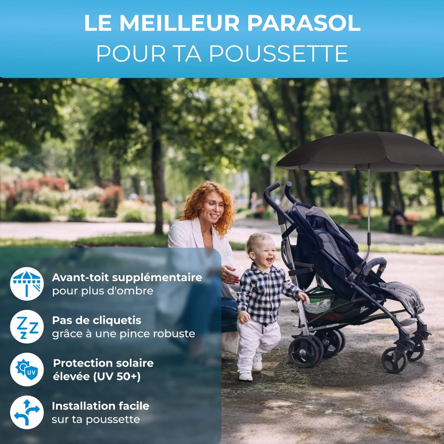 STYNGARD Parasol Poussette UV 50+ 70 cm ROME