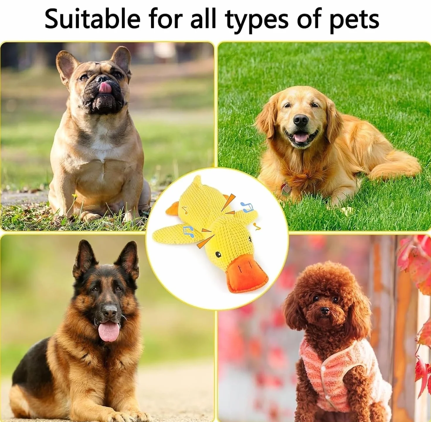 Indestructible Canard Peluche pour Chien Anti-Stress Petite Moyenne Grande