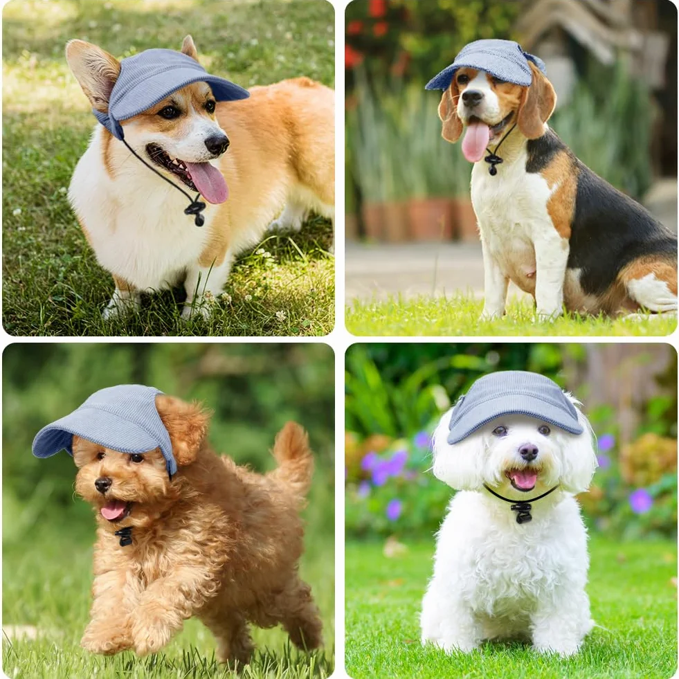 OFFCUP Casquette de Baseball pour Chien, Réglable Chapeau de Soleil Protection Chiens Chapeau de Sport Trous Adjustable Chapeaus D'extérieur Été pour Animal de Compagnie (XL,Bleu)