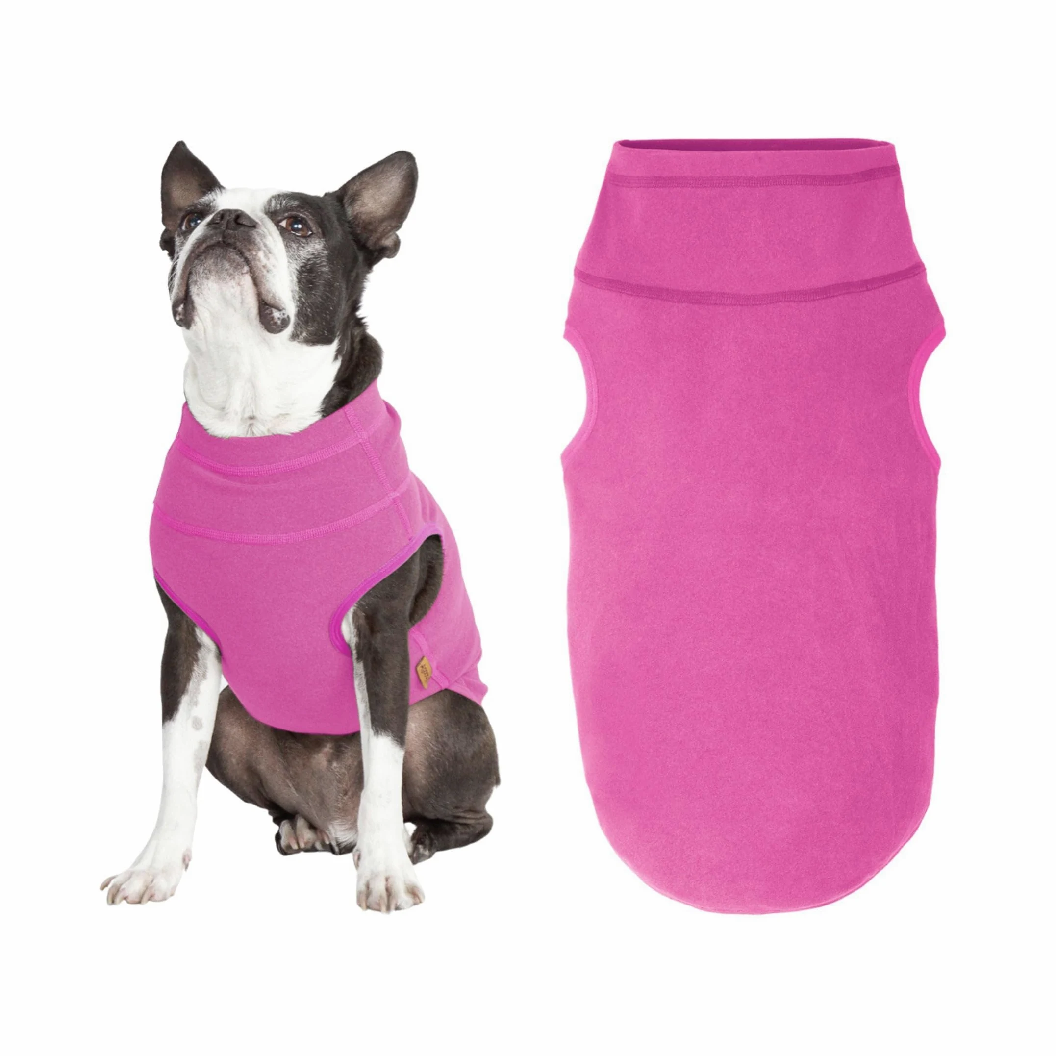 Gooby Gilet polaire extensible en microfibre pour chien, rose, taille S - Veste chaude en polaire microfibre pour chiens de petite et grande taille