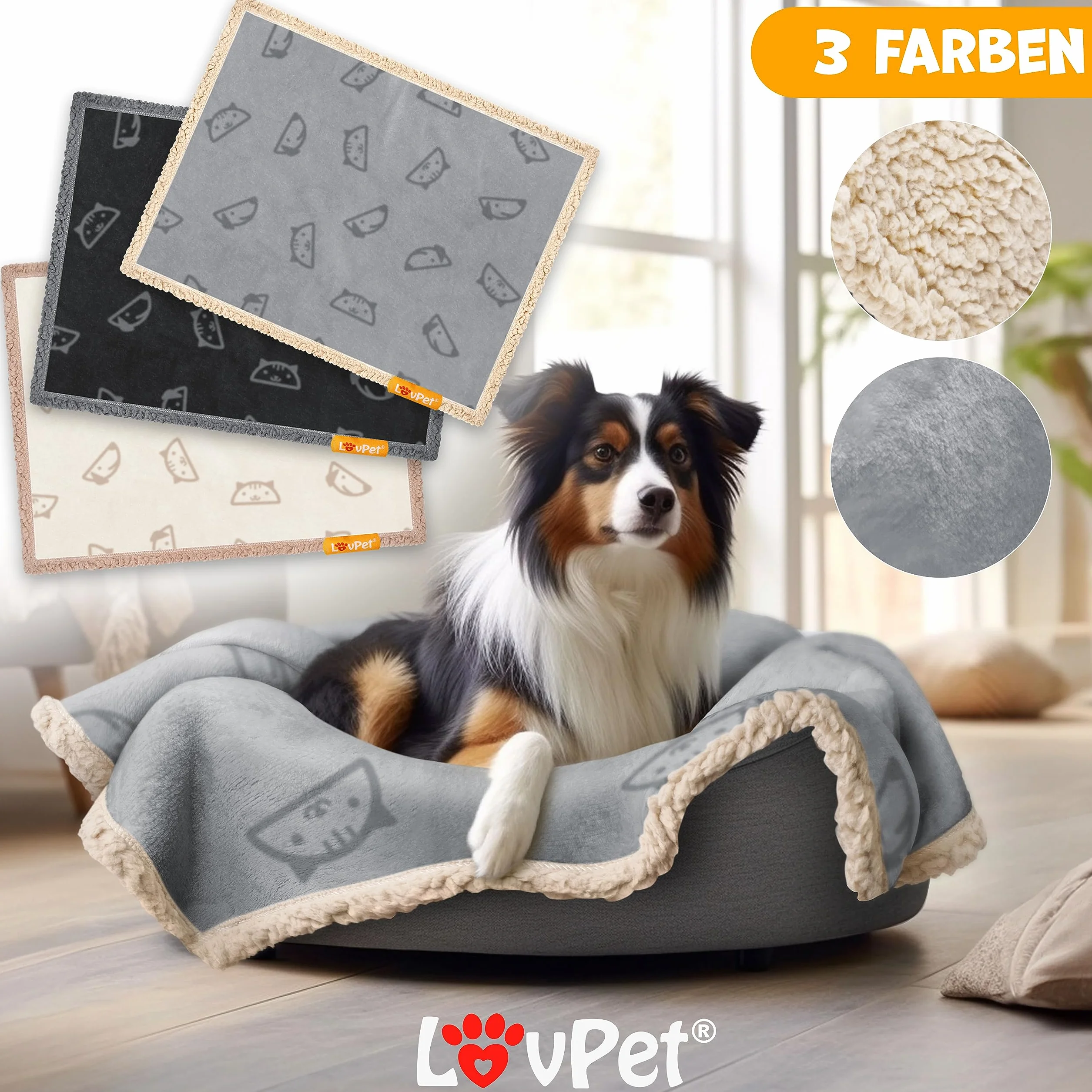Lovpet Couverture imperméable pour Chiens 152 x 127 cm XL Lavable en Machine Polaire Sherpa