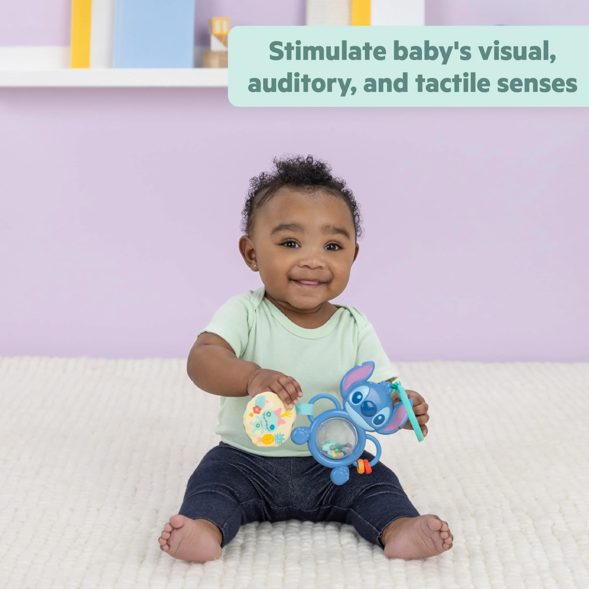 Bright Starts Disney Baby Stitch Coffret Cadeau Trésors Tropicaux 4 Jouets Miroir Anneau Dentition Nouveau-nés