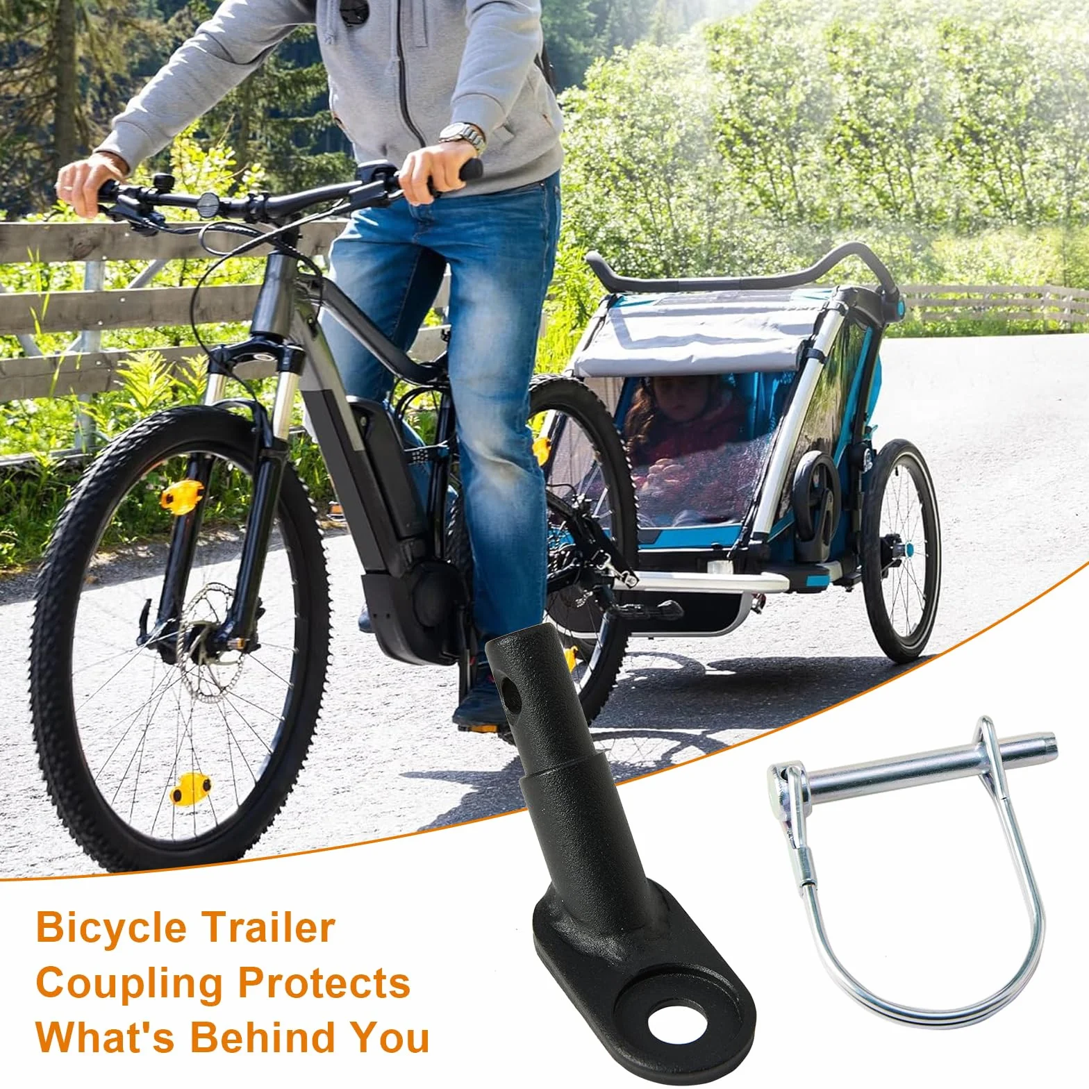 Attelage de remorque de vélo avec goupille de sécurité - Adaptateur pour chien