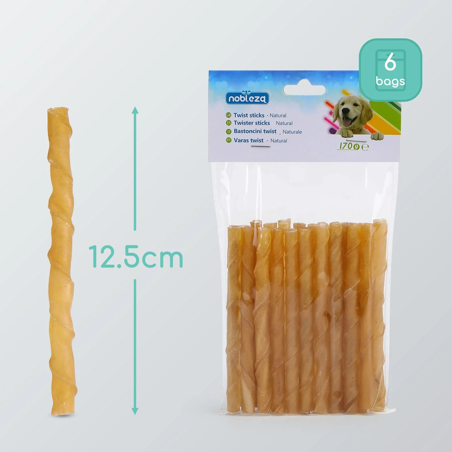 Friandises pour chien Nobleza 120 Pièces bâtonnets à mâcher 125mm x 10mm stick dentaire