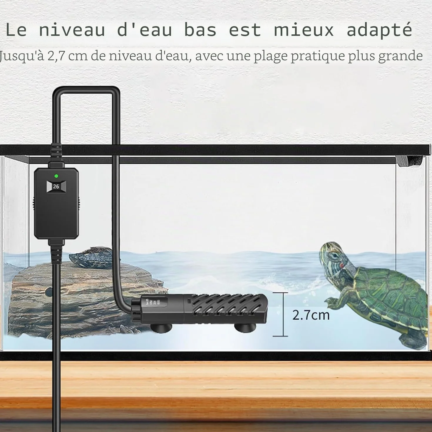 GERUI Mini chauffage d'aquarium 75 W 40 L, 100-240 V 50/60 Hz, plage de contrôle de la température : 20 ℃ -34 °C, utilisé pour aquarium et aquarium PTC, isolation automatique constante de la