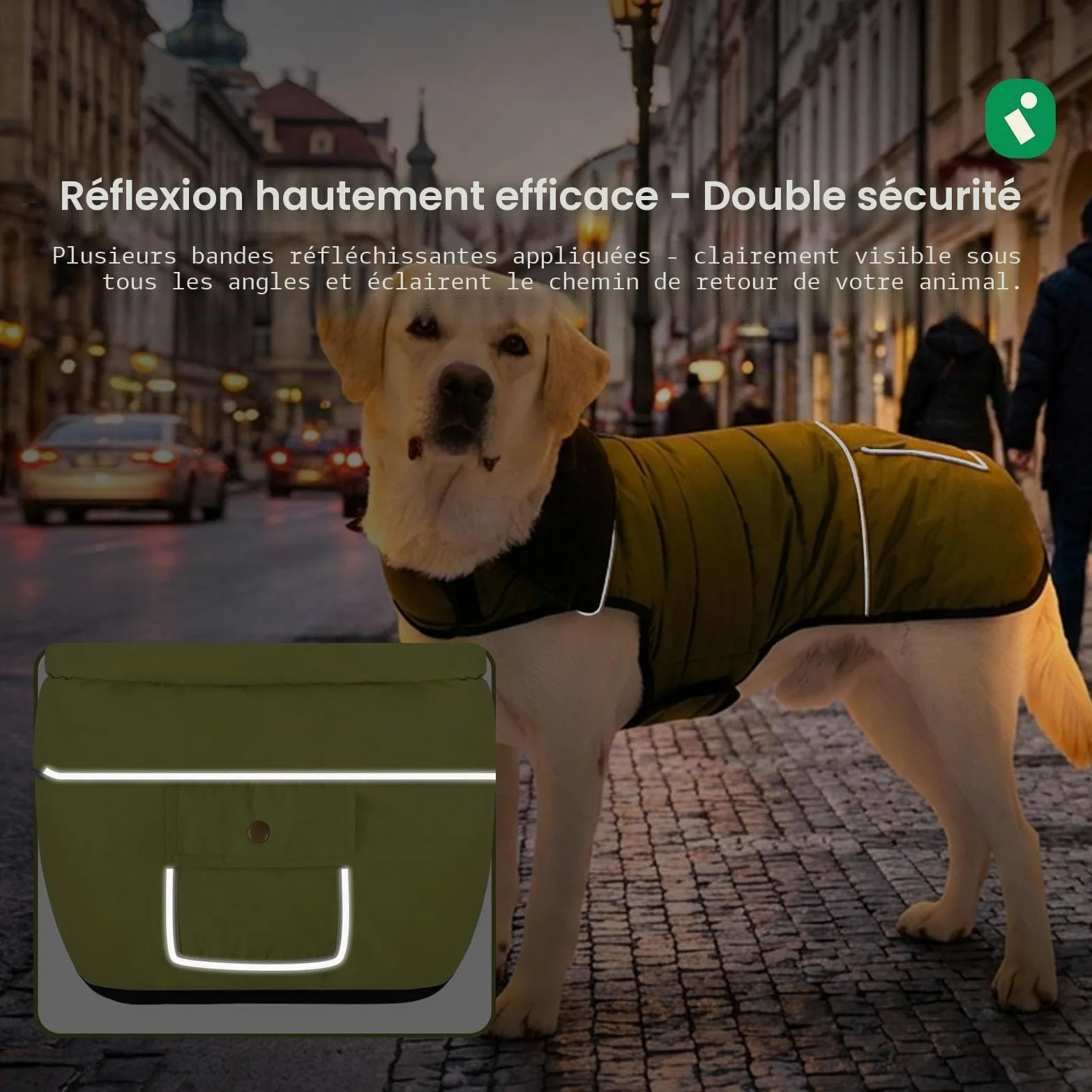 KONVINIT Manteau Grand Chien Imperméable - Manteau d'hiver avec Poche Dos, Polaire Chaude et Réglage Ventrale pour Grandes Races