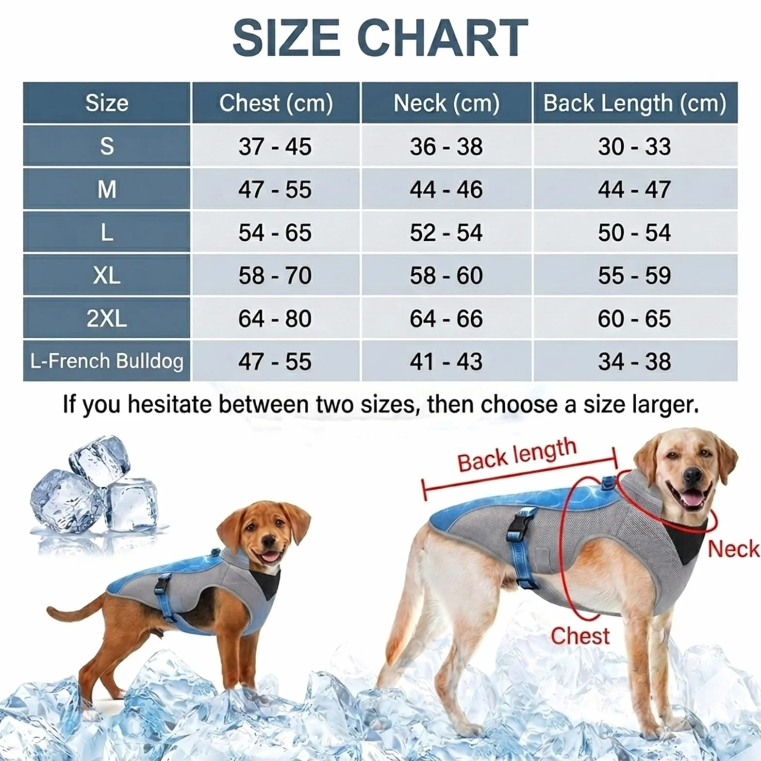 Gilet Rafraîchissant pour Chien avec Harnais D-Snap Bleu