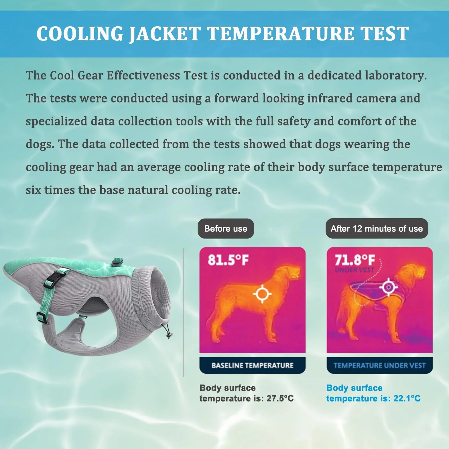 Gilet Rafraîchissant Réfléchissant pour Chien Protection Solaire Évaporation Harnais avec Sangles Réglables Vert L