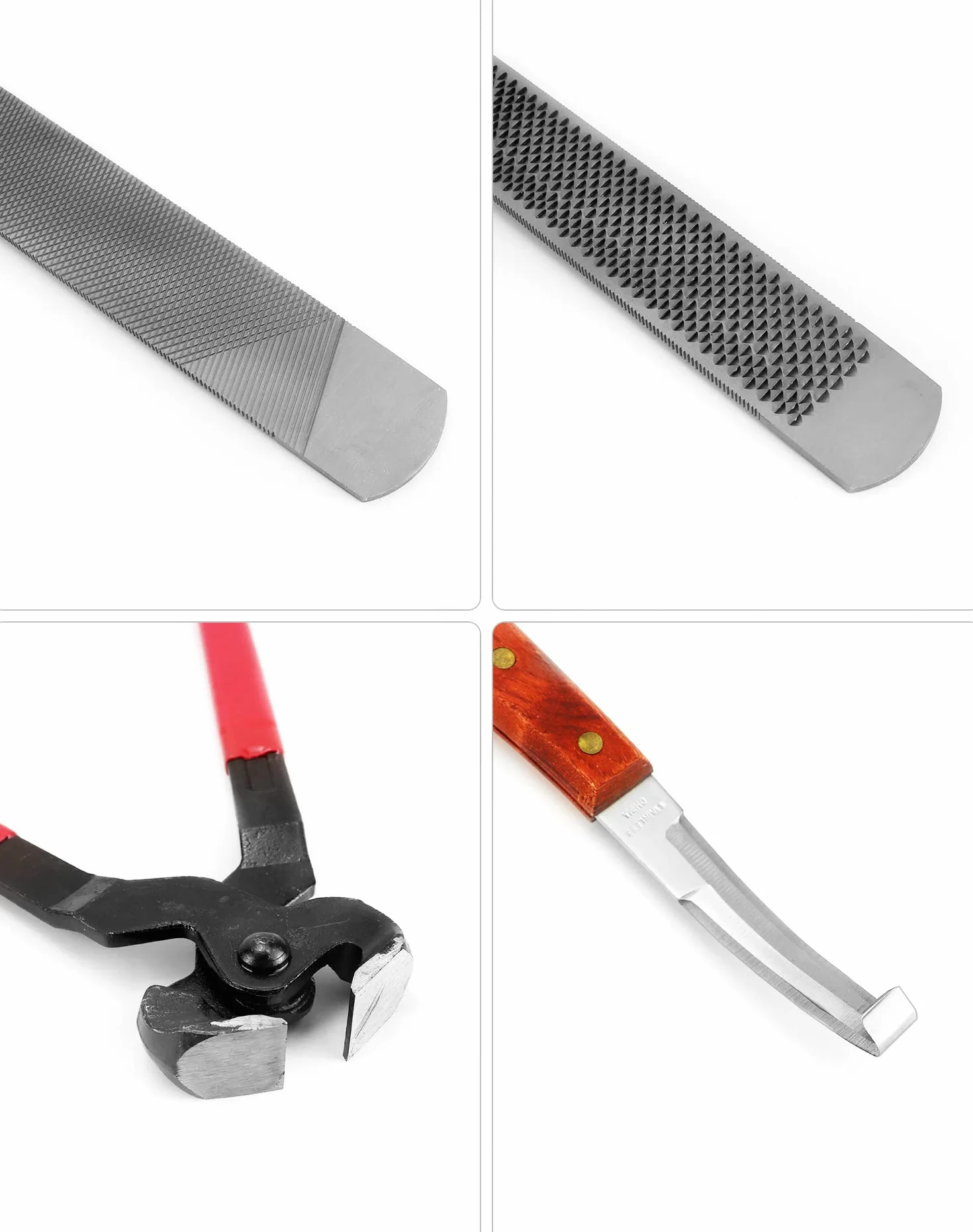 QWORK 3 Pièces Outils de Maréchalerie Pince à Sabot Outil de Parage Râpe Poignée Chevaux