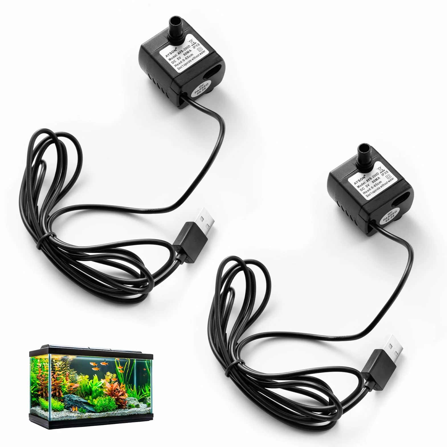 Mini Pompe à Eau Submersible USB DC 5V 200L/H Ultra Silencieuse pour Aquarium Fontaine Étang