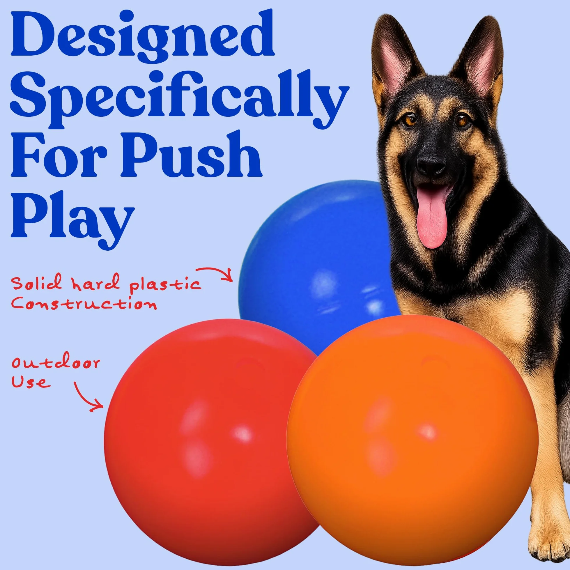 Doggie Dooley Balle pour chien pratiquement indestructible – Jouet interactif en plastique dur de 35,6 cm pour grandes races de plus de 200 kg – Conçu pour le troupeau et le jeu – Flotte dans l'eau