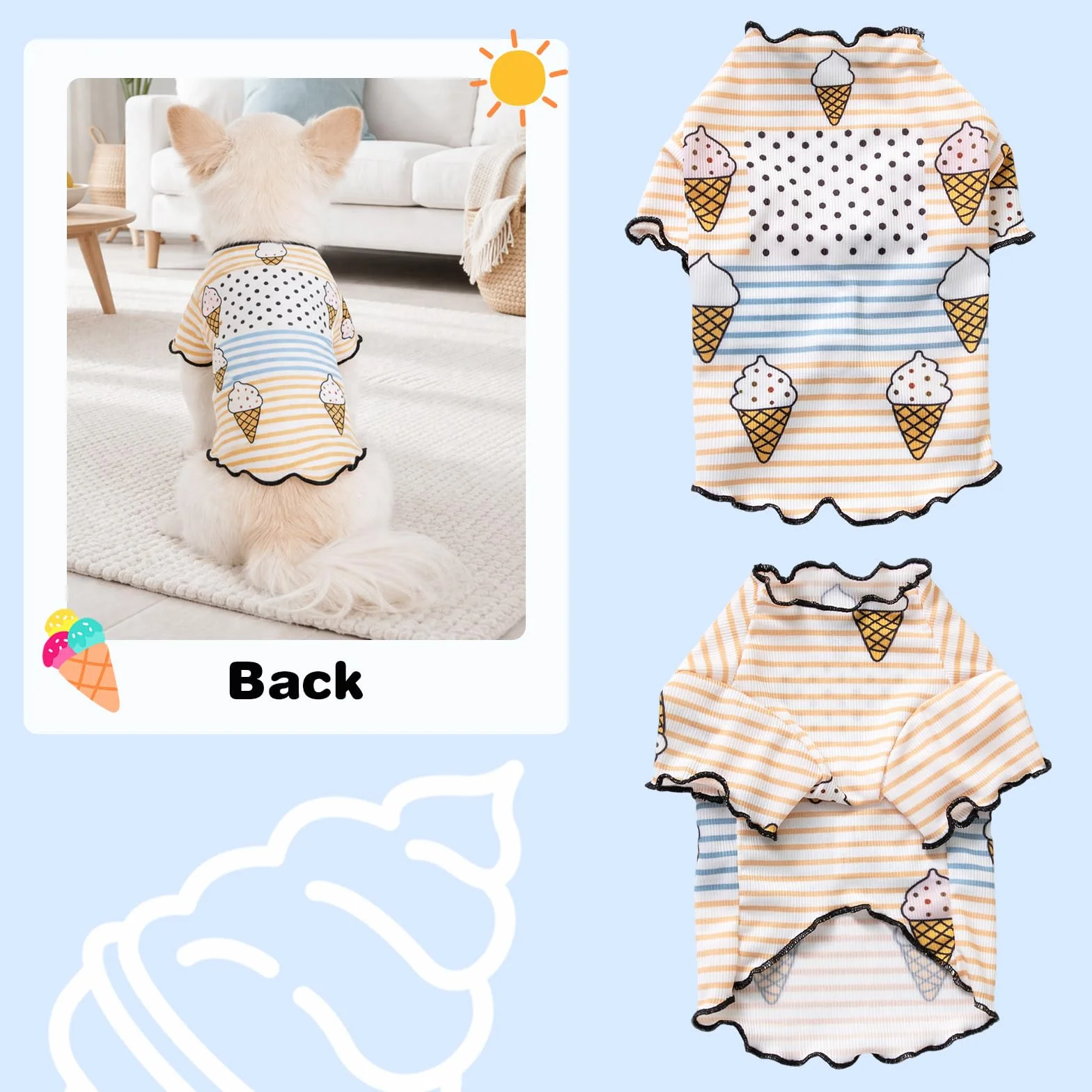 Chemise Rafraîchissante Chien Chiot Été Vêtements Extensibles Protection Solaire Séchage Rapide Gilet Respirant Animal Compagnie Petit Chien Chat (Glace, M)