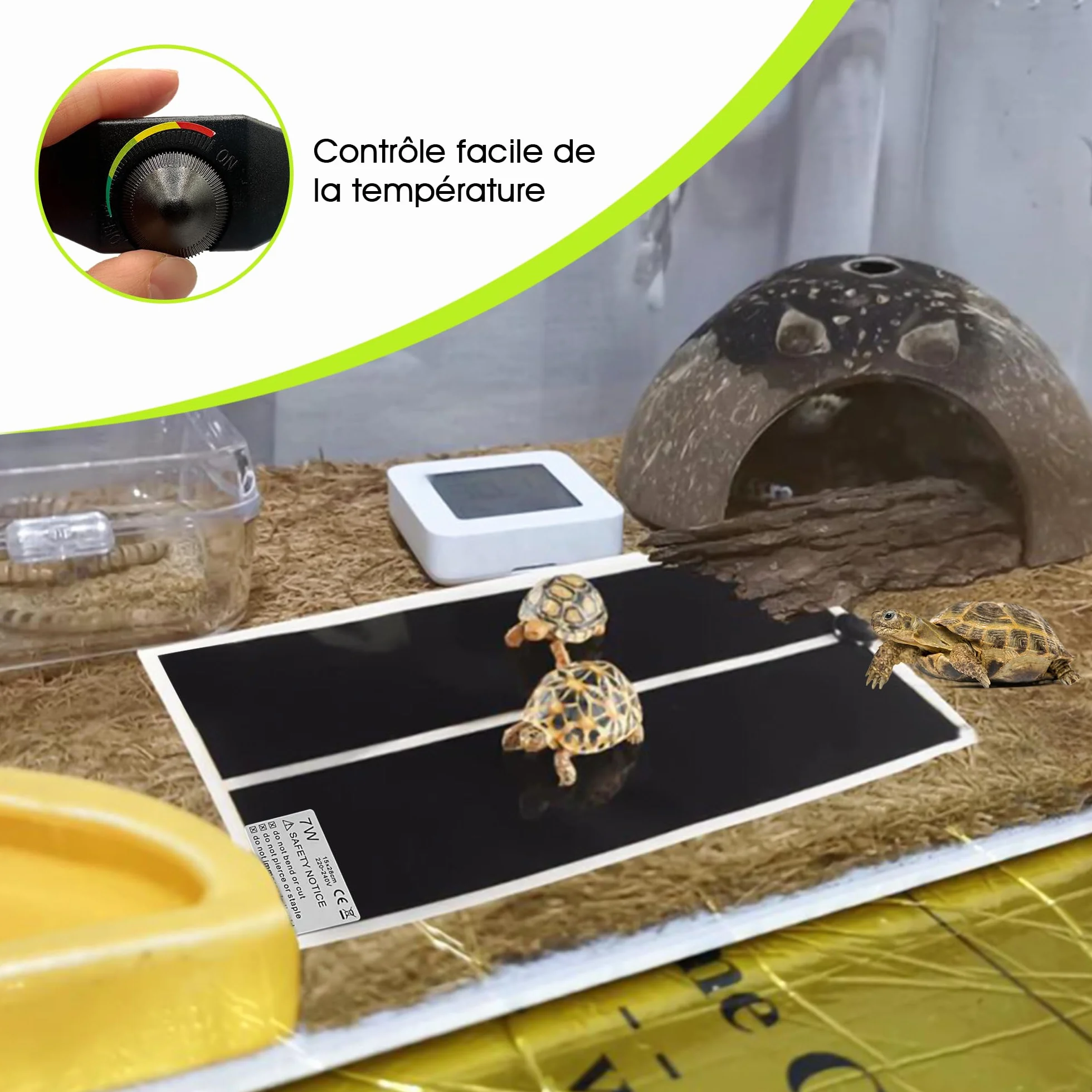 Fallcon Tapis Chauffant Terrarium 7W avec Thermostat - Chauffage pour Reptiles