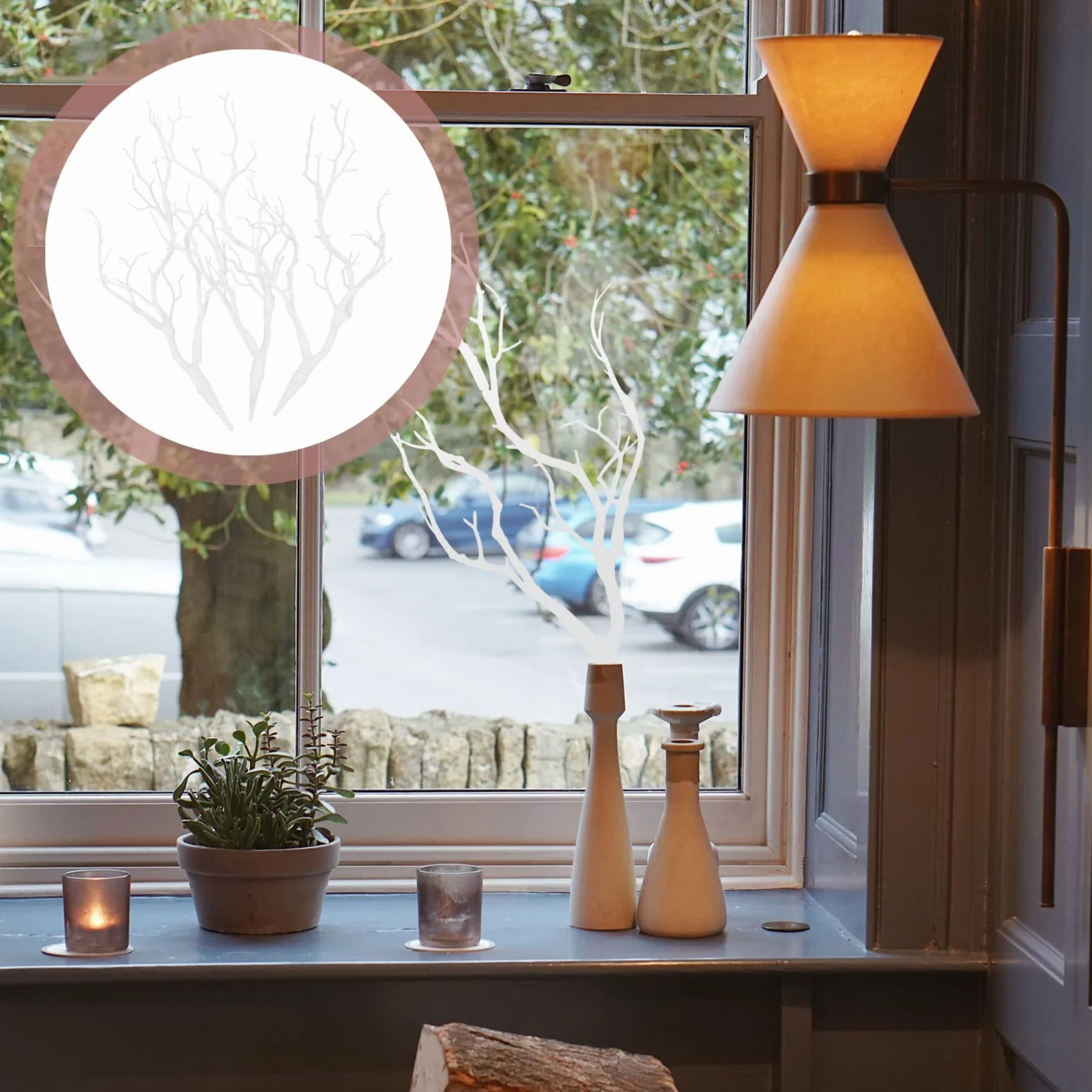 VORCOOL Branches d'arbres séchées artificielles en Plastique Faux Similaire à Vraies Plantes Cornes en Bois pour la décoration Blanc