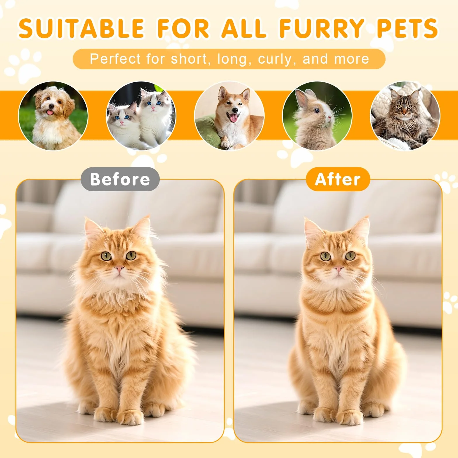 Brosse à Vapeur pour Chat Chiens 4 en 1 Qoosea Autonettoyant, Peigne de Massage en Spray, Blanc