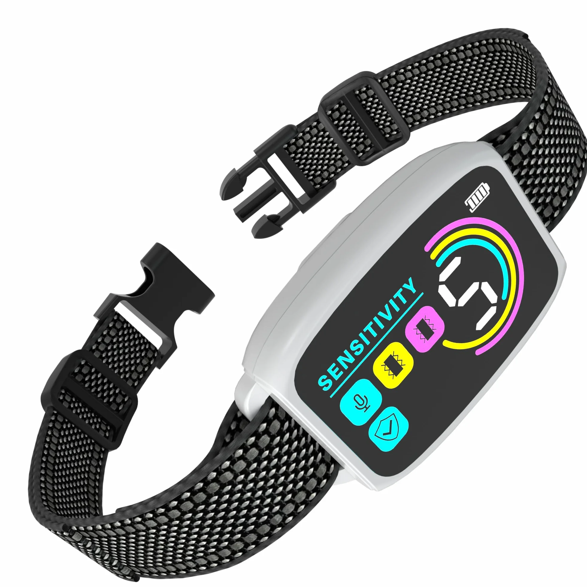 Meloive Collier Anti Aboiement Chien Conformes à La Nouvelle Loi 2025 Détection Intelligente 4 Modes Rechargeable Blanc